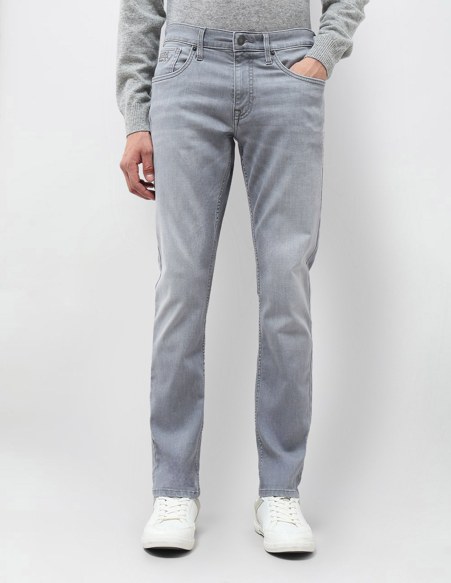 Brandon Slim Tapered Fit Mid Rise Jeans Light Grey - U.S. POLO ASSN. | Large