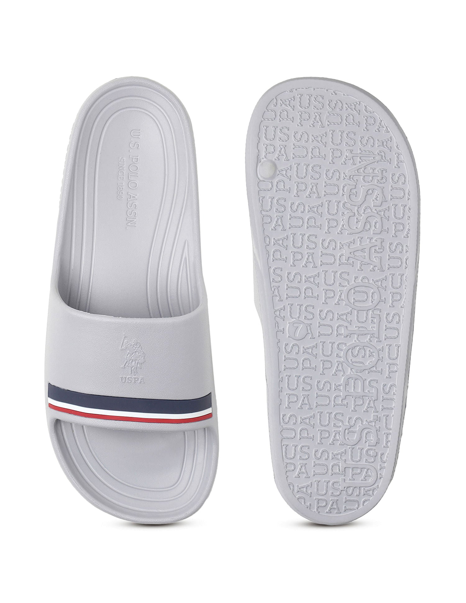 Men Easton Grey Foam Walk Sliders Grey - U.S. Polo Assn. India | Large
