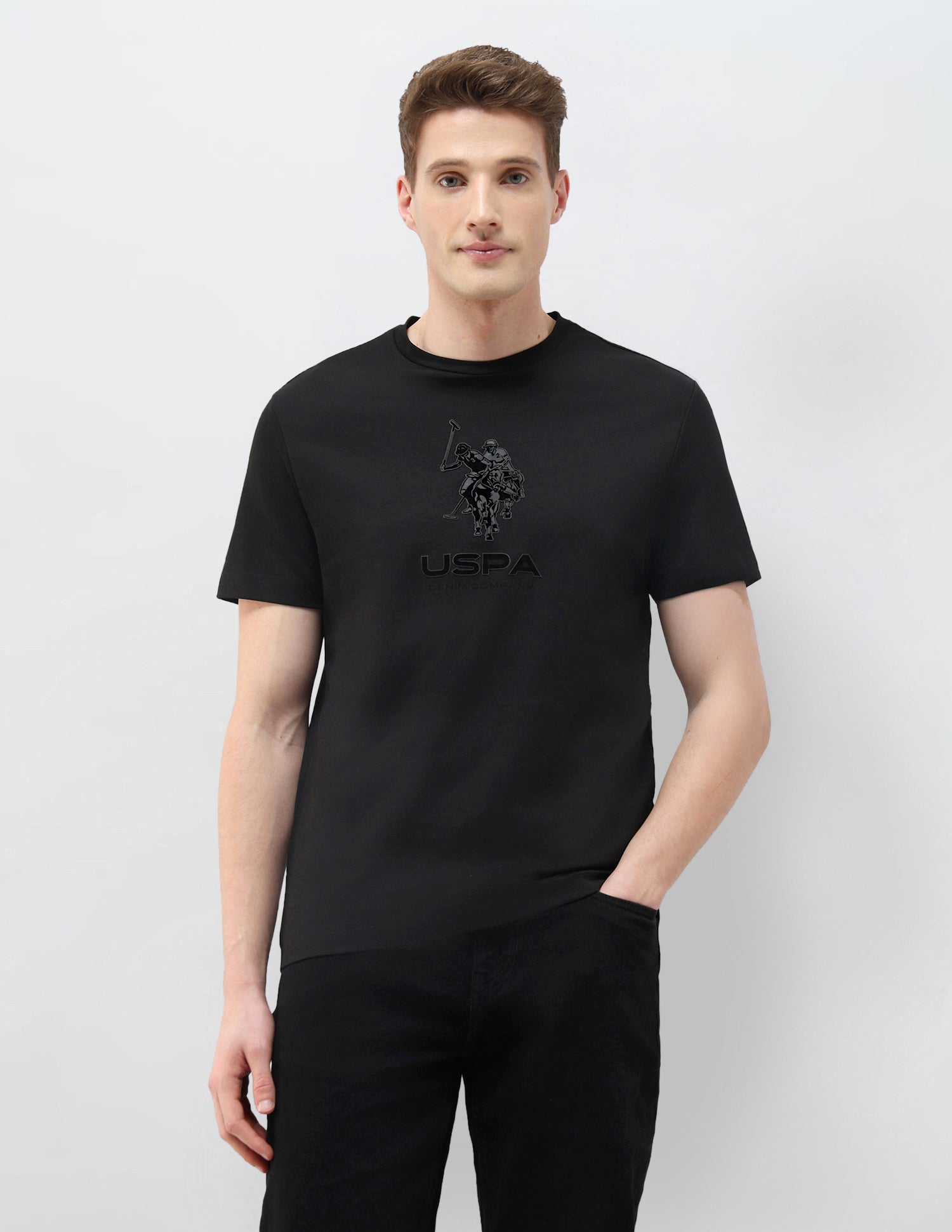 Black & Gold Brand Embossed Slim Fit T-Shirt Black - U.S. Polo Assn. India | Large