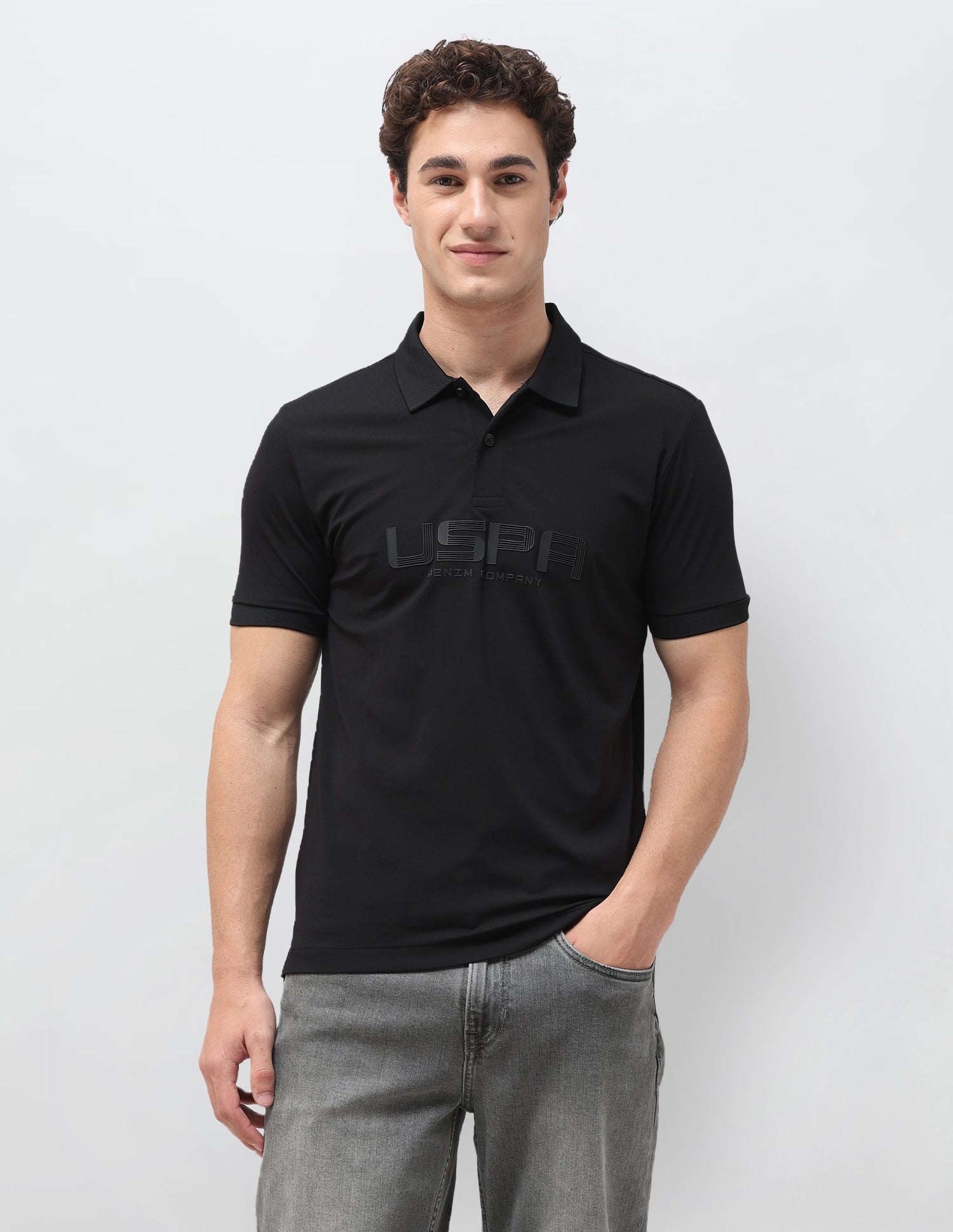 Brand Embroidered Polo Shirt Black - U.S. Polo Assn. India | Large