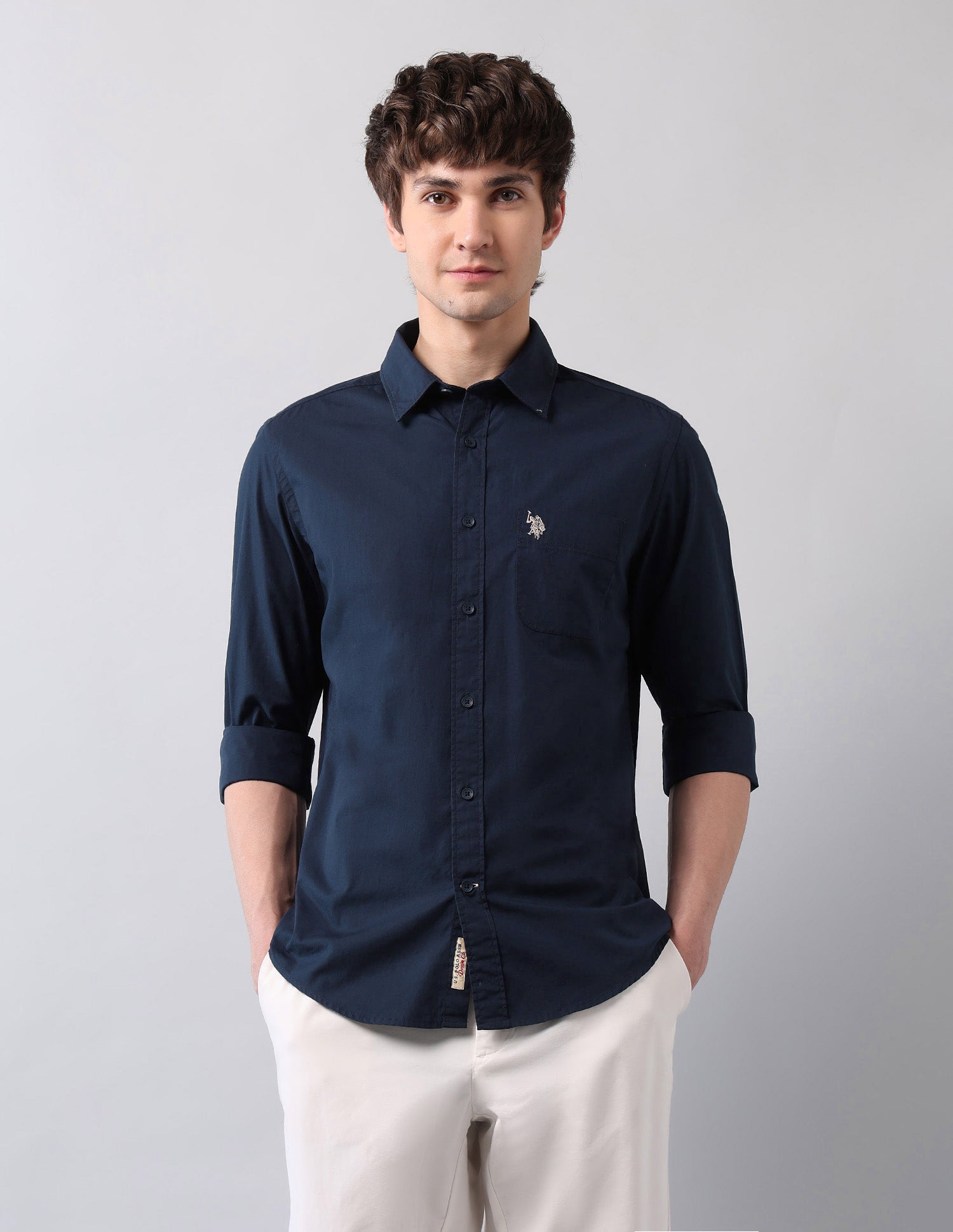 Pure Cotton Regular Fit Shirt Navy - U.S. Polo Assn. India | Large