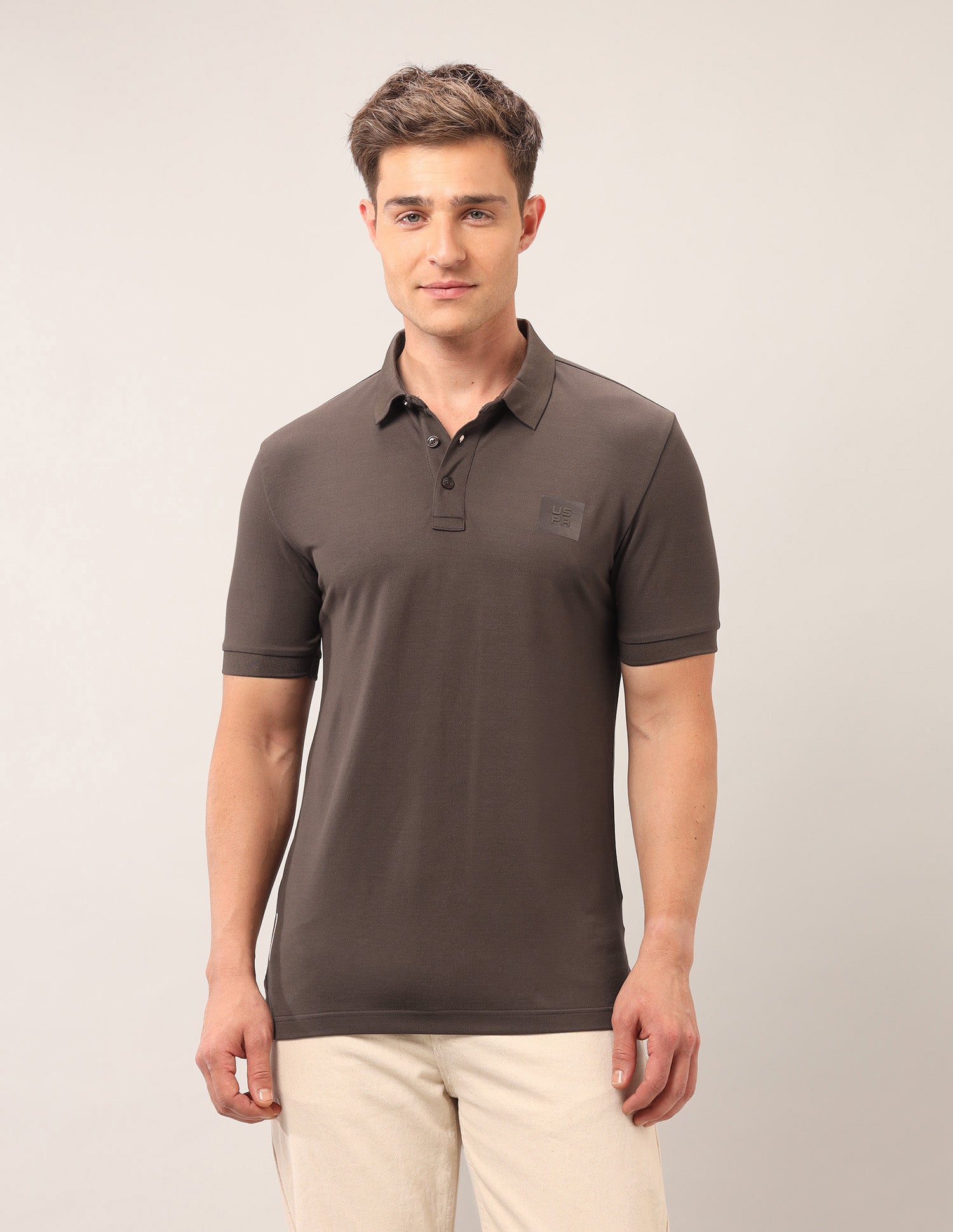 Solid Muscle Fit Polo Shirt Dark Brown - U.S. POLO ASSN. | Large