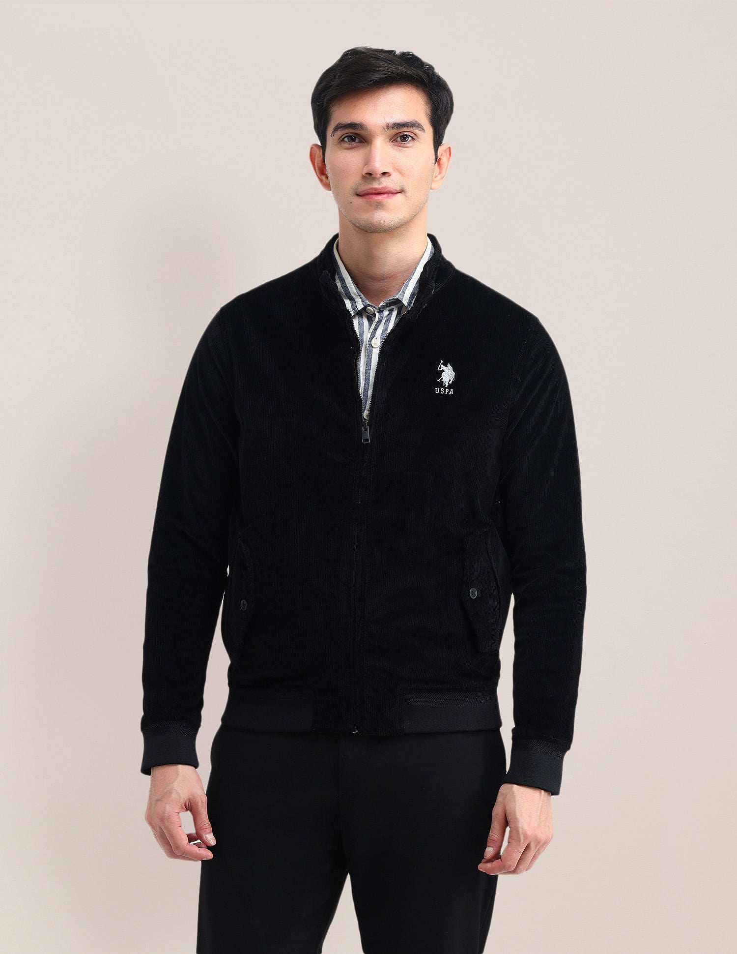 Mock Neck Regular Fit Jacket Black - U.S. Polo Assn. India | Large