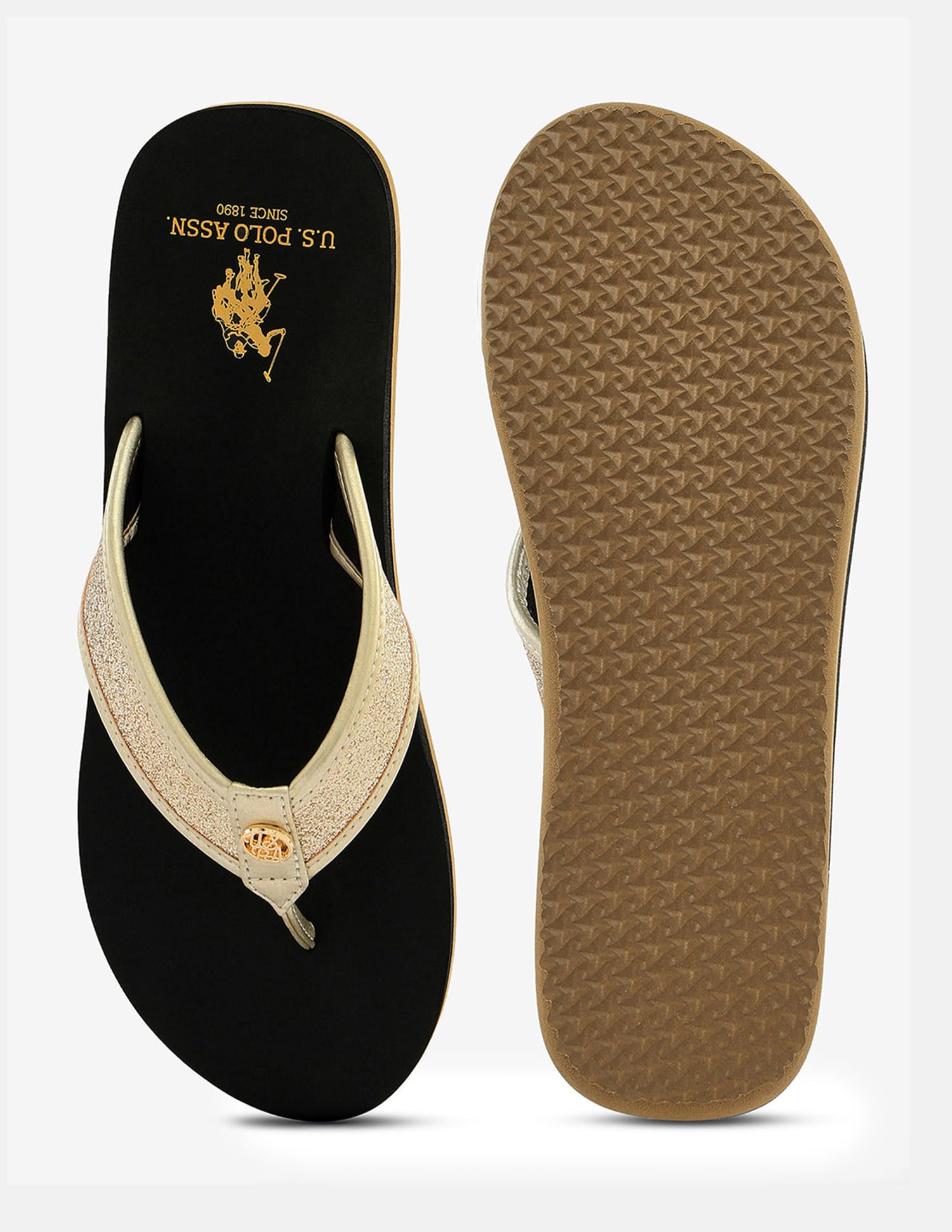 Kirei Glitter Flip Flops Black - U.S. Polo Assn. India | Large