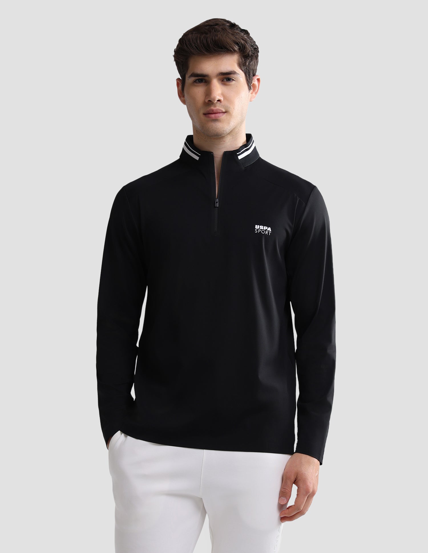Solid Slim Fit Active Polo Shirt Black - U.S. Polo Assn. India | Large