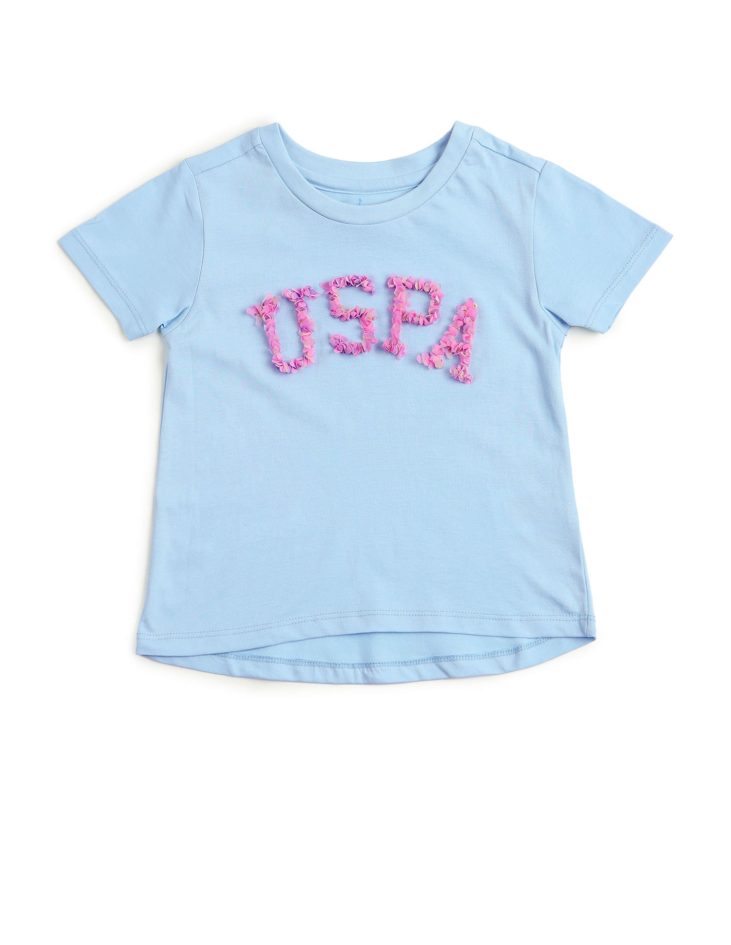 Girls Logo Crew Neck T-Shirt Light Blue - U.S. Polo Assn. India | Large