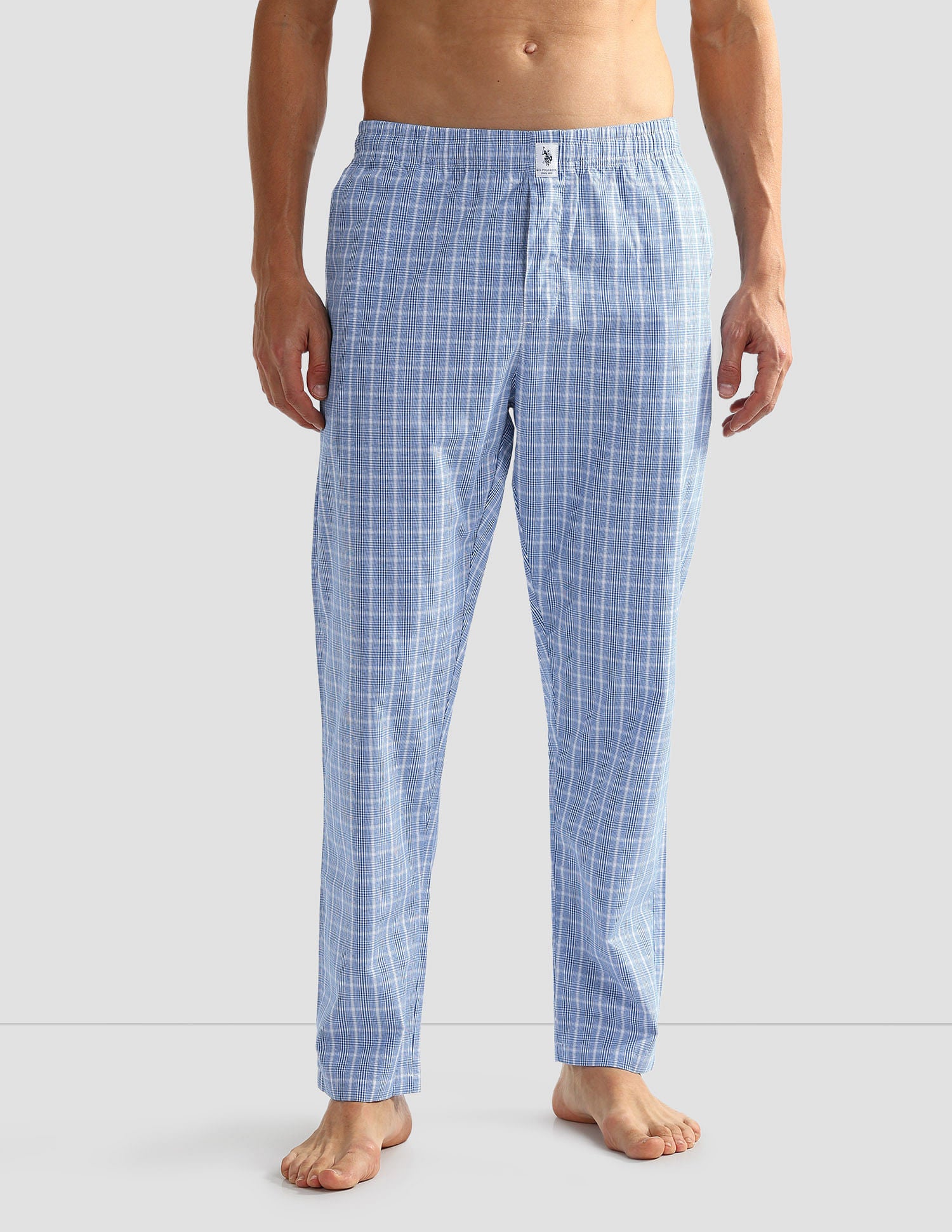 All Over Check OELP5 Lounge Track Pants - Pack Of 1 White Blue Navy - U.S. POLO ASSN. | Large