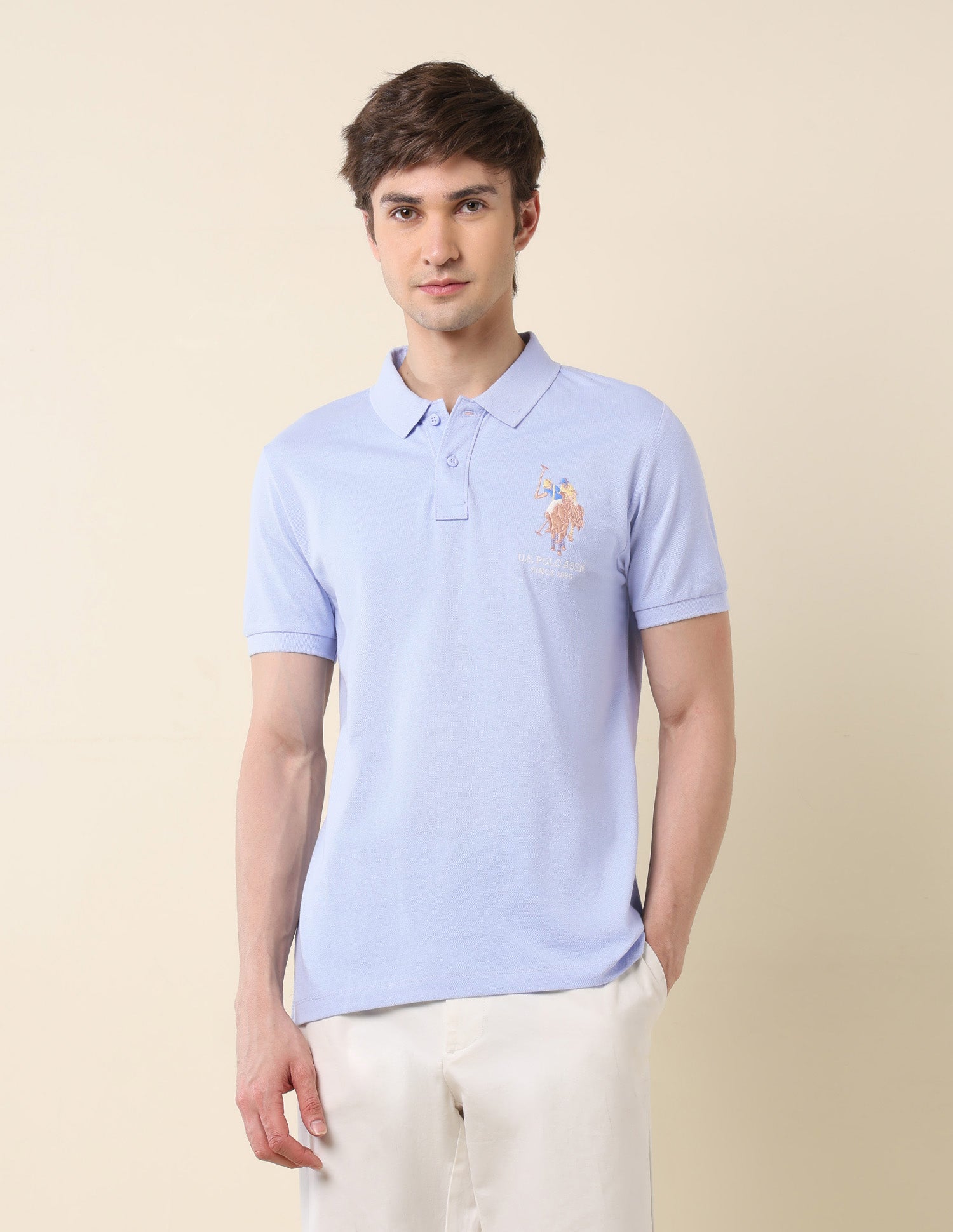 Pure Cotton Summer Splash Polo Shirt Light Blue - U.S. Polo Assn. India | Large
