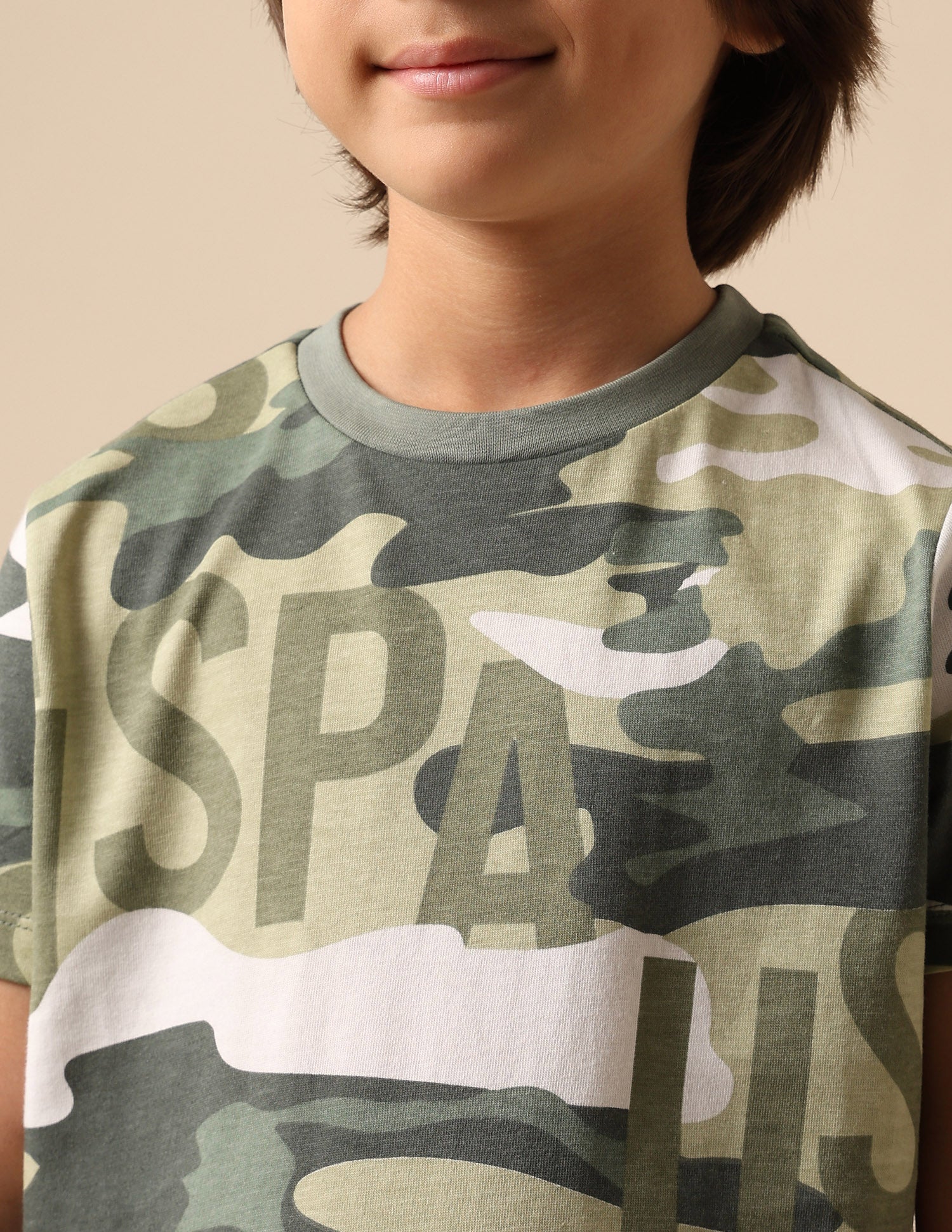 Boys Camouflage Printed Regular Fit T Shirt Olive - U.S. POLO ASSN. | Large
