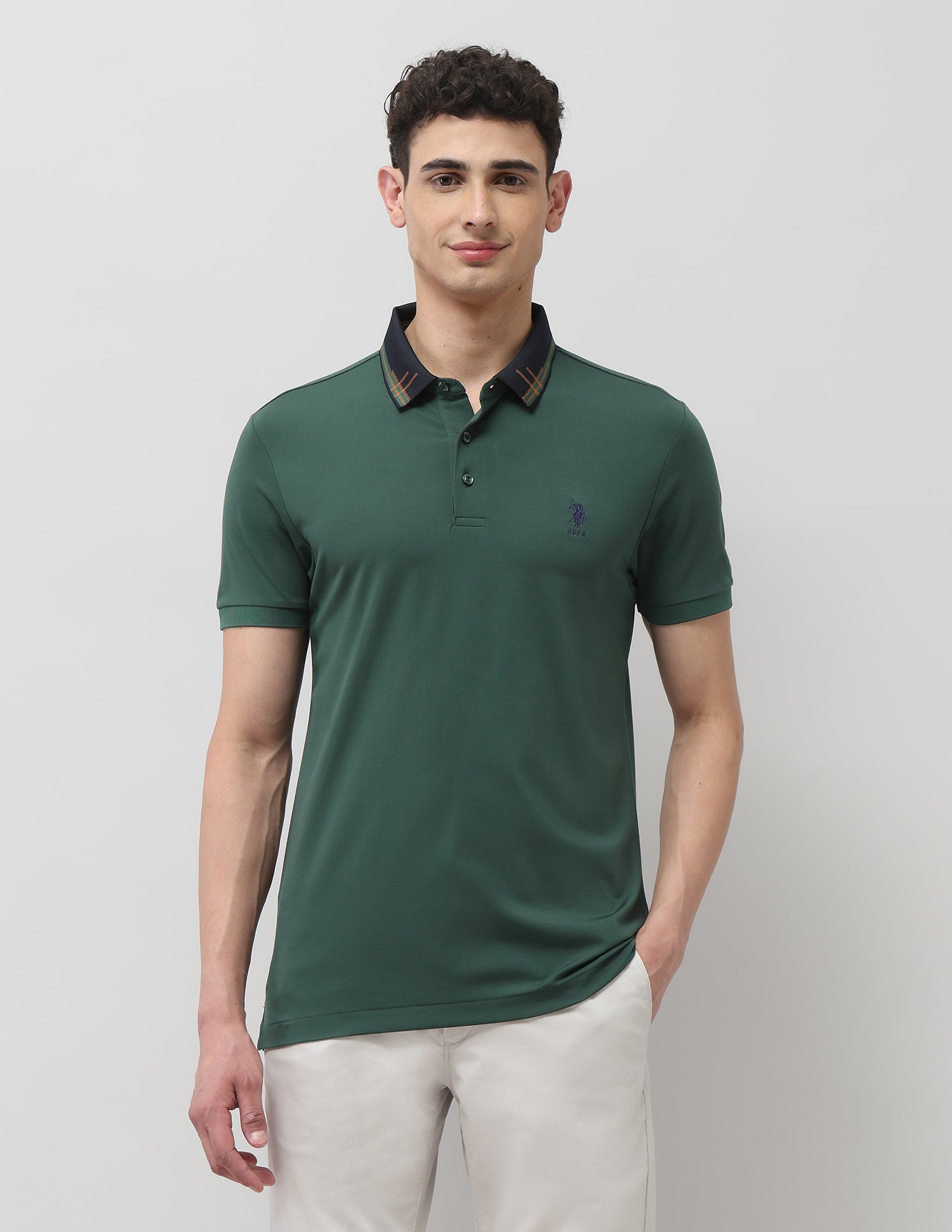 Solid Regular Fit Polo Shirt Dark Green - U.S. POLO ASSN. | Large