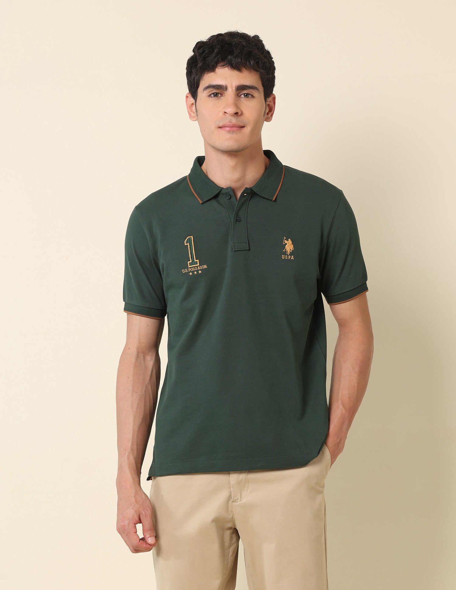 Iconic Number Gold Cup Polo Shirt Green - U.S. Polo Assn. India | Large