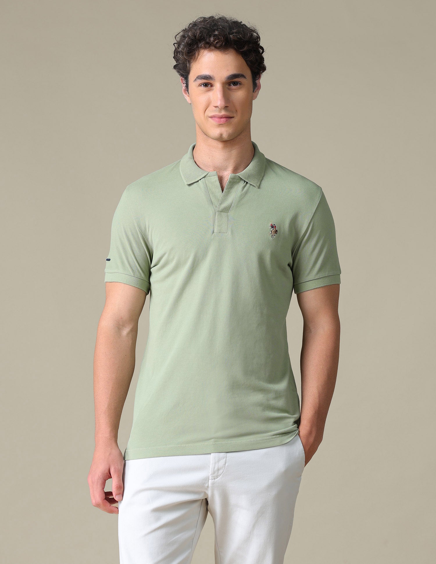 Solid Regular Fit Polo Shirt Green - U.S. Polo Assn. India | Large