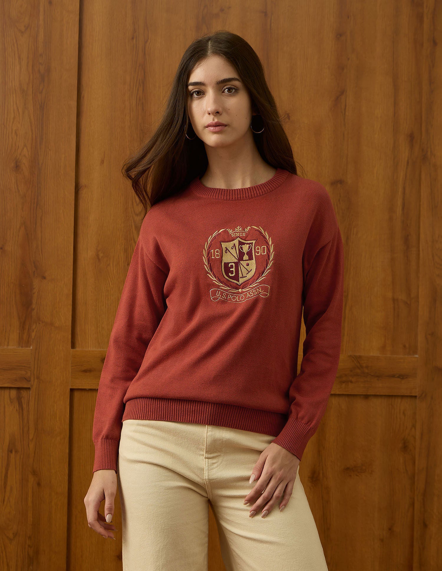 Drop Shoulder Relaxed Fit Sweater Orange - U.S. POLO ASSN. | Large