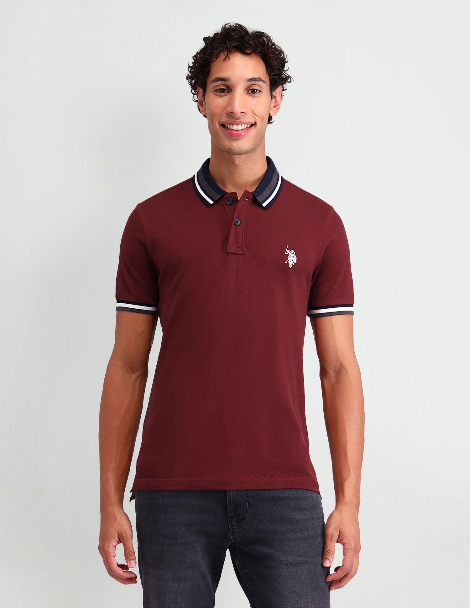Outdoor Muscle Fit Solid Polo Shirt Maroon - U.S. POLO ASSN. | Large