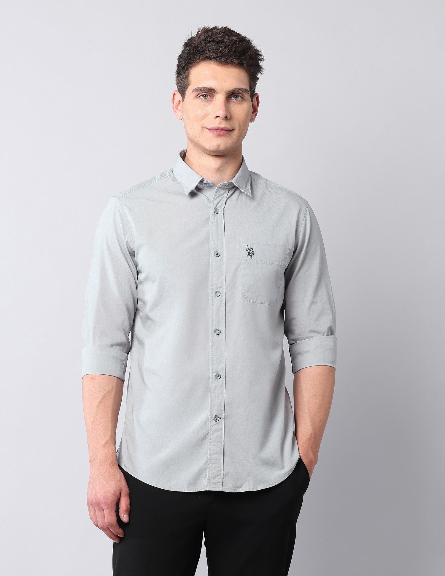 Pure Cotton Regular Fit Shirt Grey - U.S. POLO ASSN. | Large