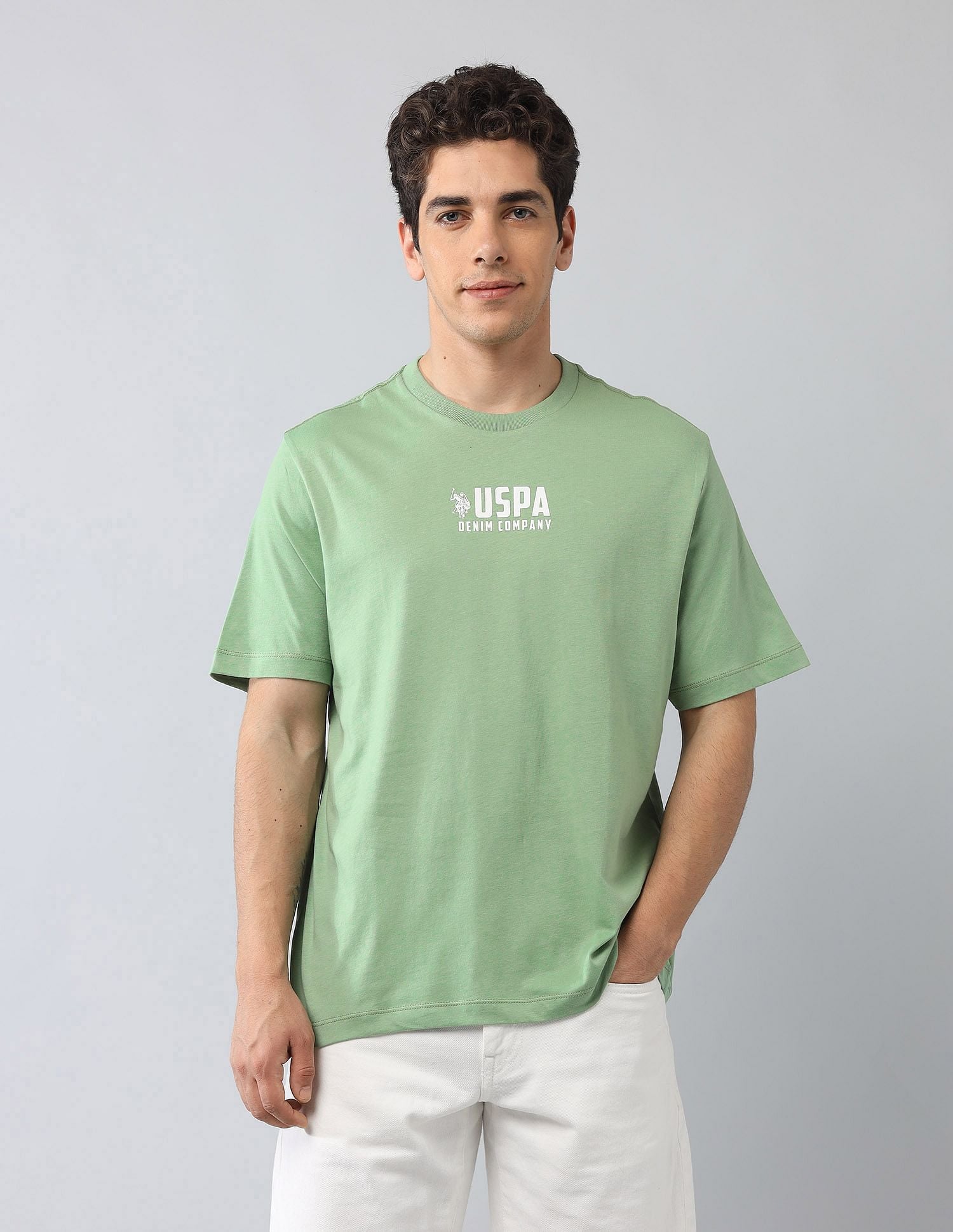 Muscle Fit Brand Printed T-Shirt Green - U.S. Polo Assn. India | Large