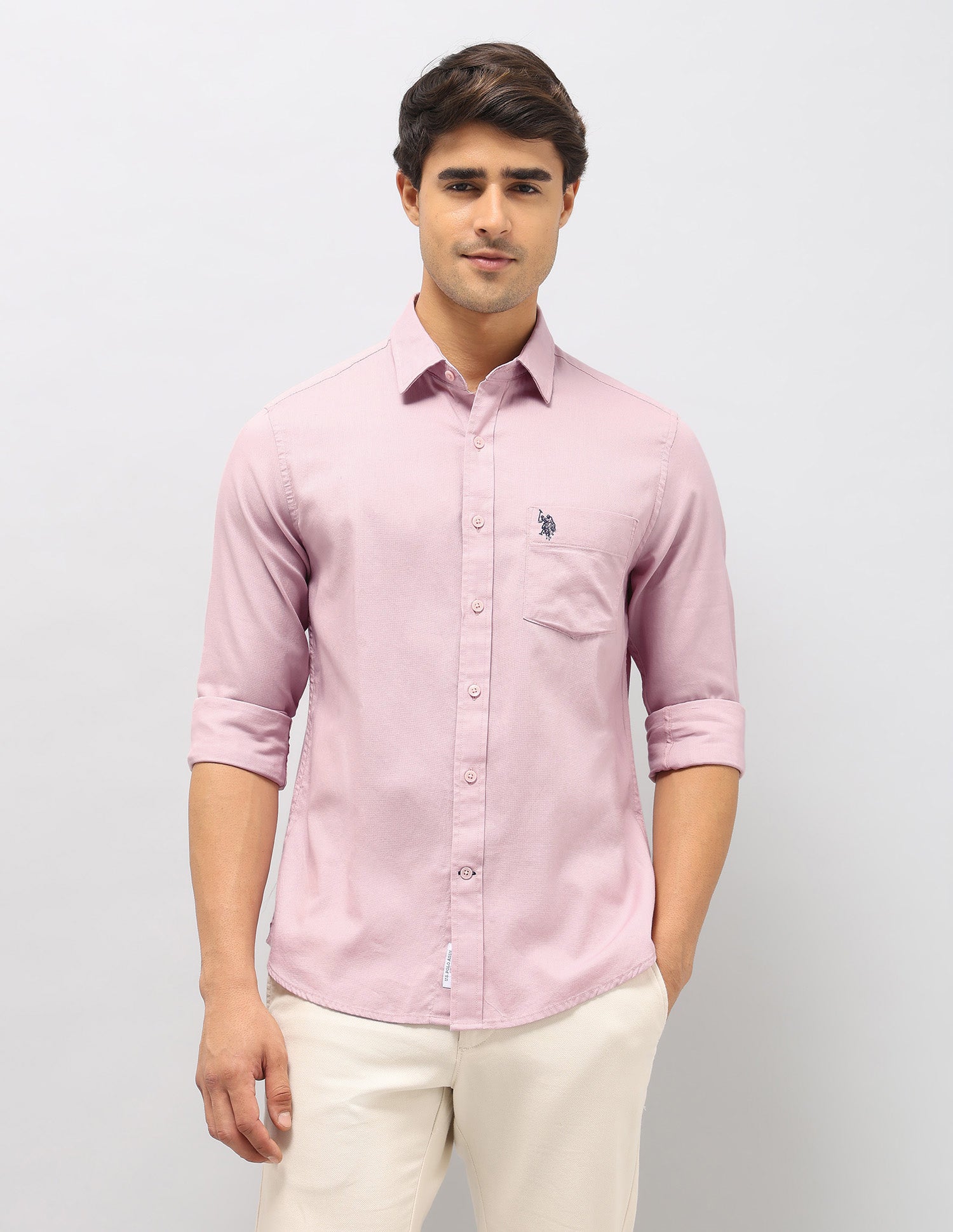 Dobby Tailored Fit Shirt Pink - U.S. Polo Assn. India | Large