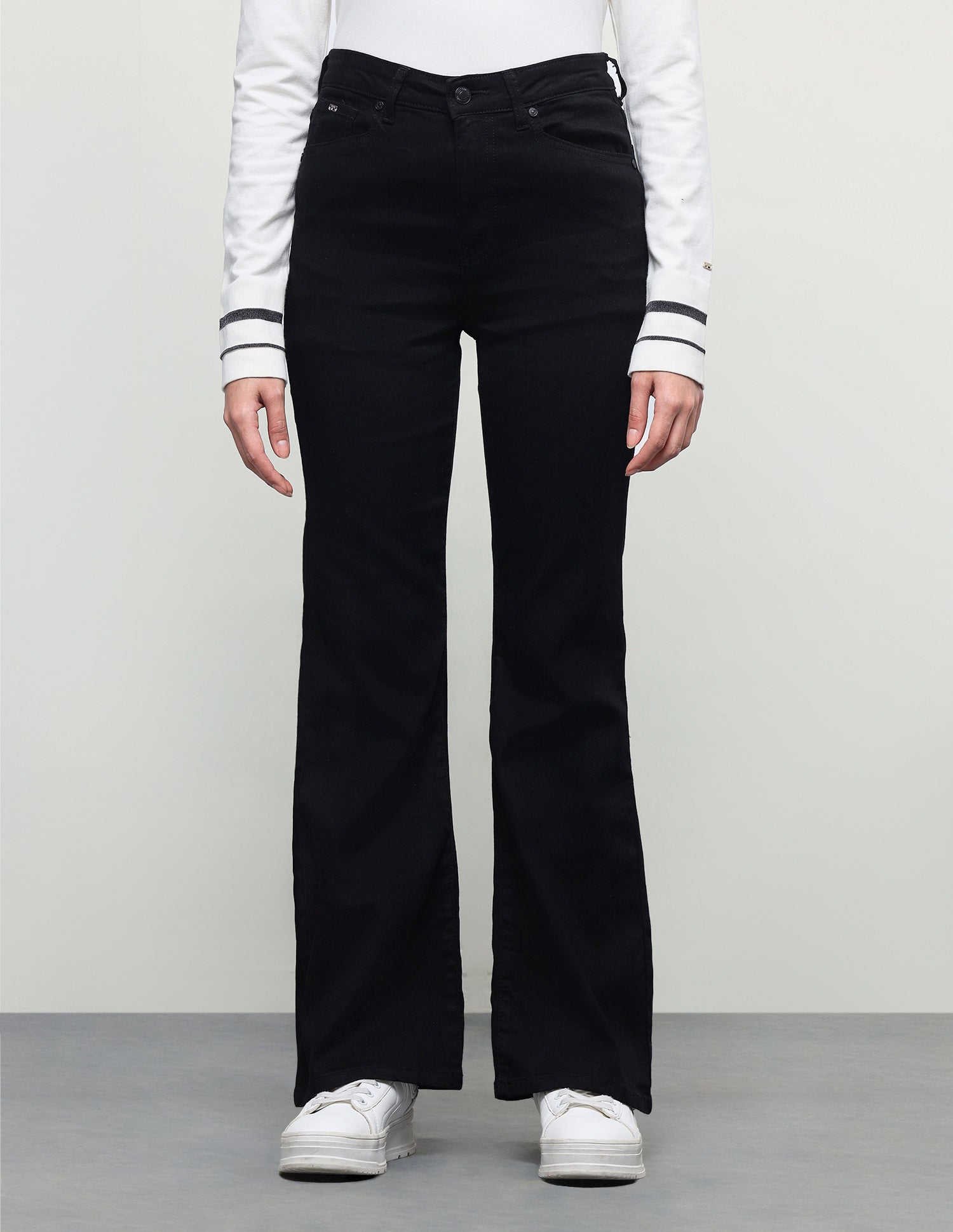 Flared Fit Black Jeans Rinse Black - U.S. Polo Assn. India | Large