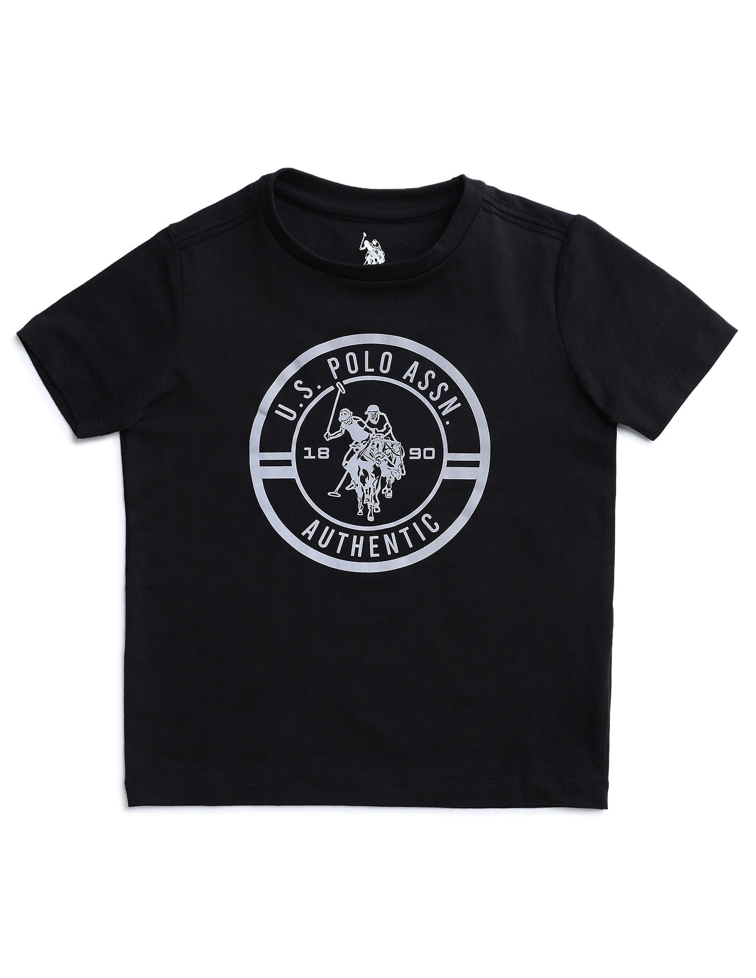 Boys Pure Cotton Regular T-shirt Black - U.S. Polo Assn. India | Large