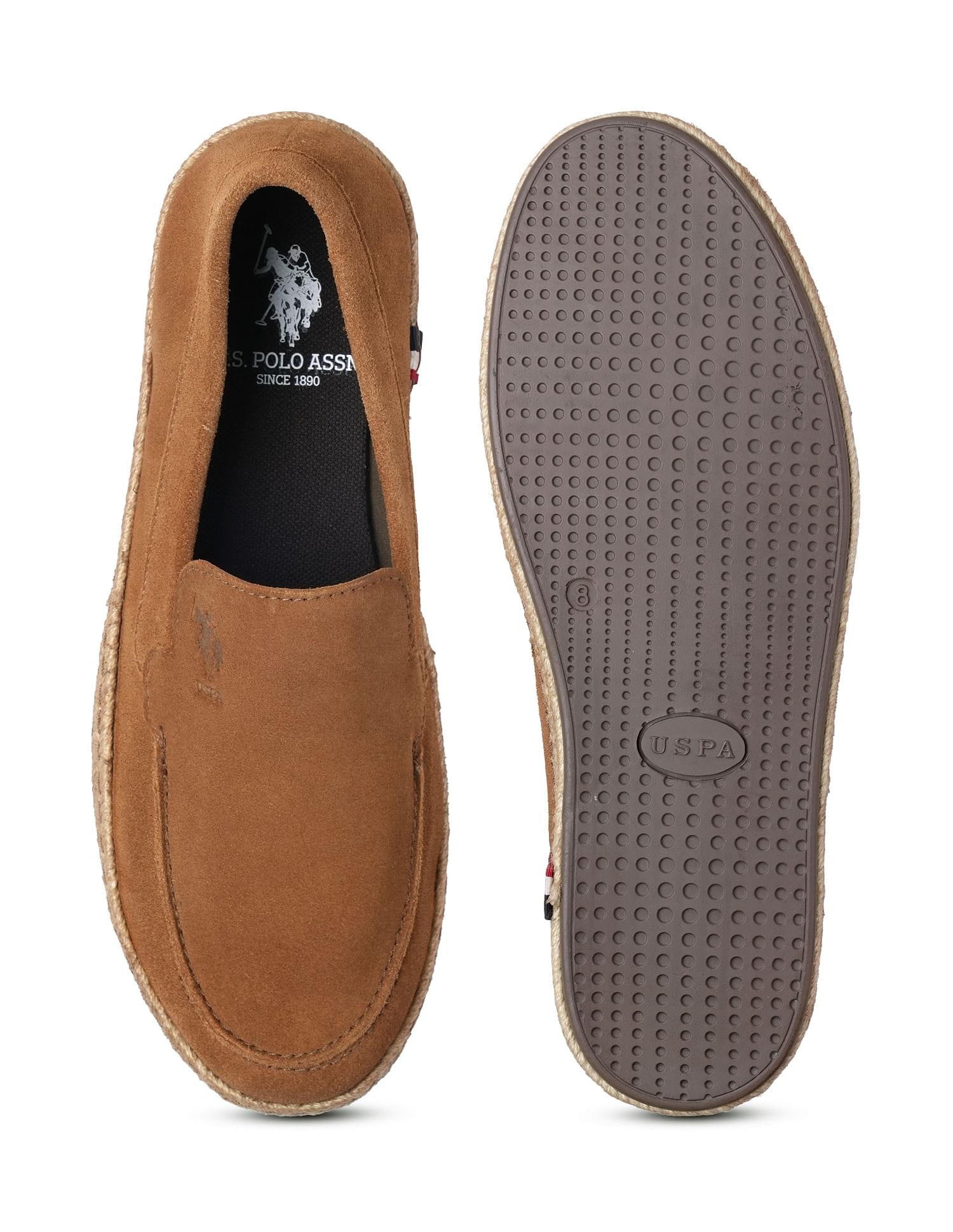 Mens Oudi Suede Slip-On Shoes Tan - U.S. Polo Assn. India | Large