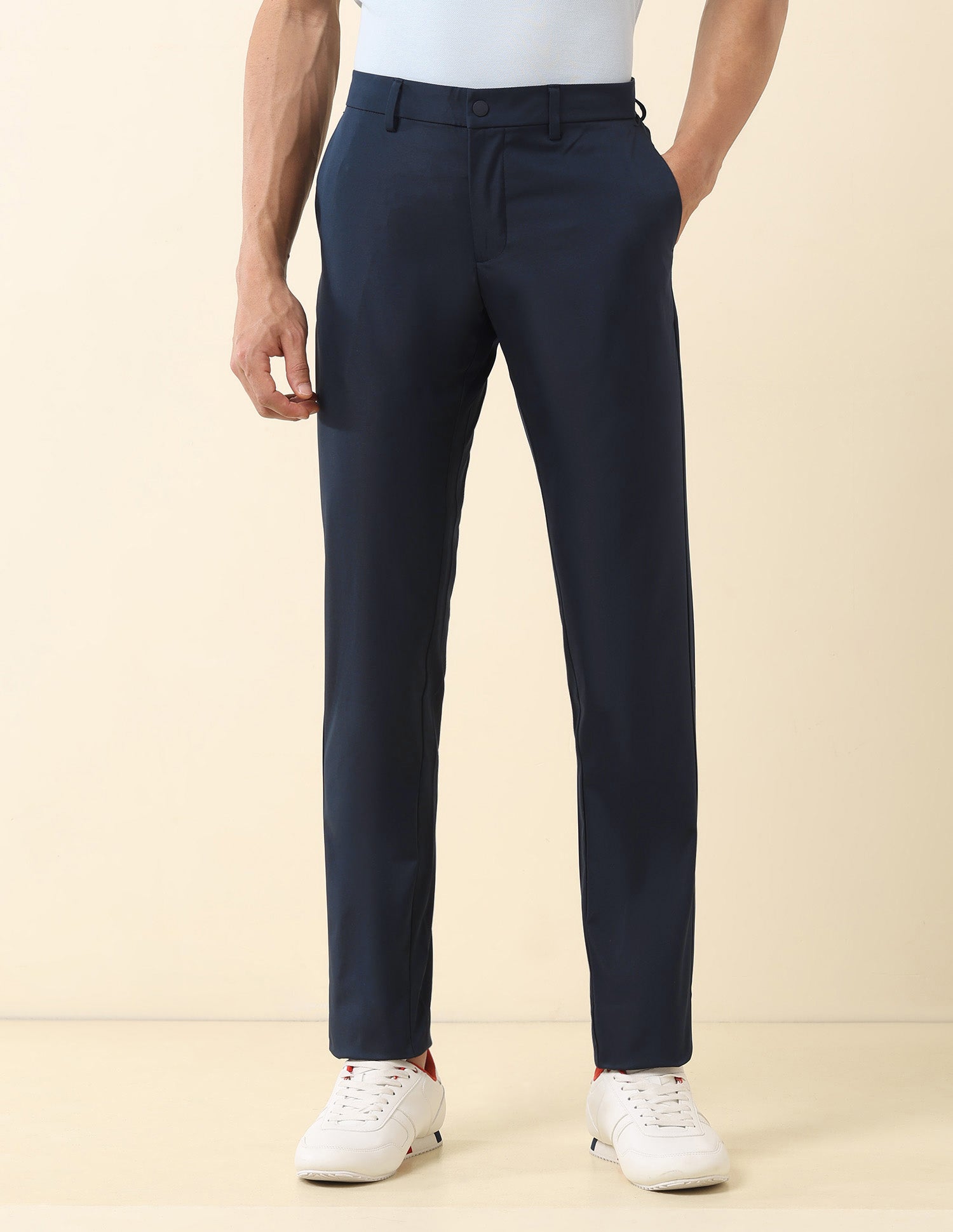 Solid Denver Slim Fit Trousers Navy - U.S. Polo Assn. India | Large