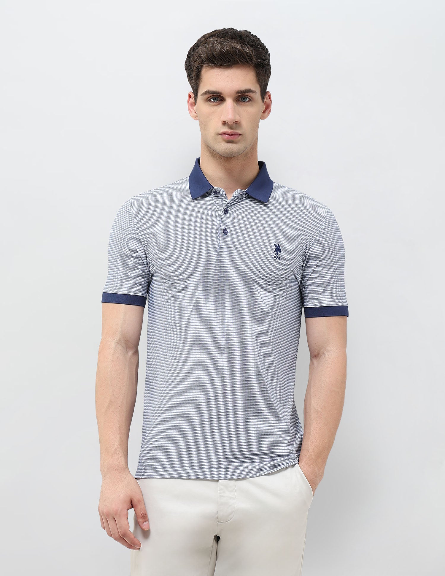 All-Over Printed Slim Fit Polo Shirt Navy - U.S. POLO ASSN. | Large