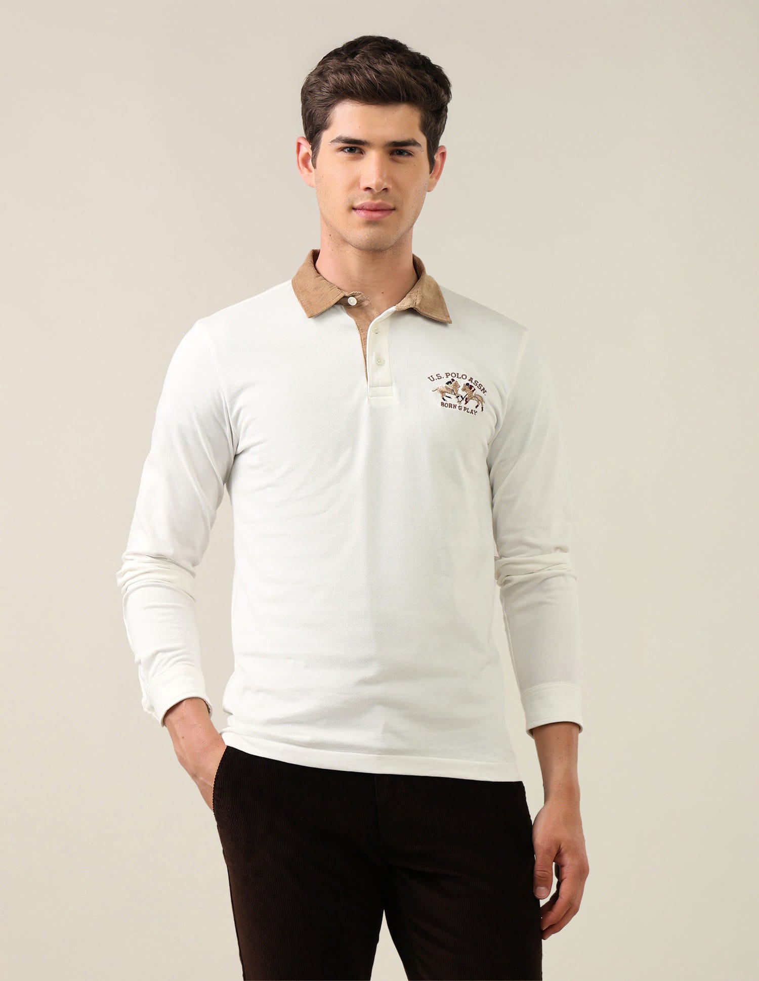 Solid Slim Fit Polo Shirt White - U.S. Polo Assn. India | Large