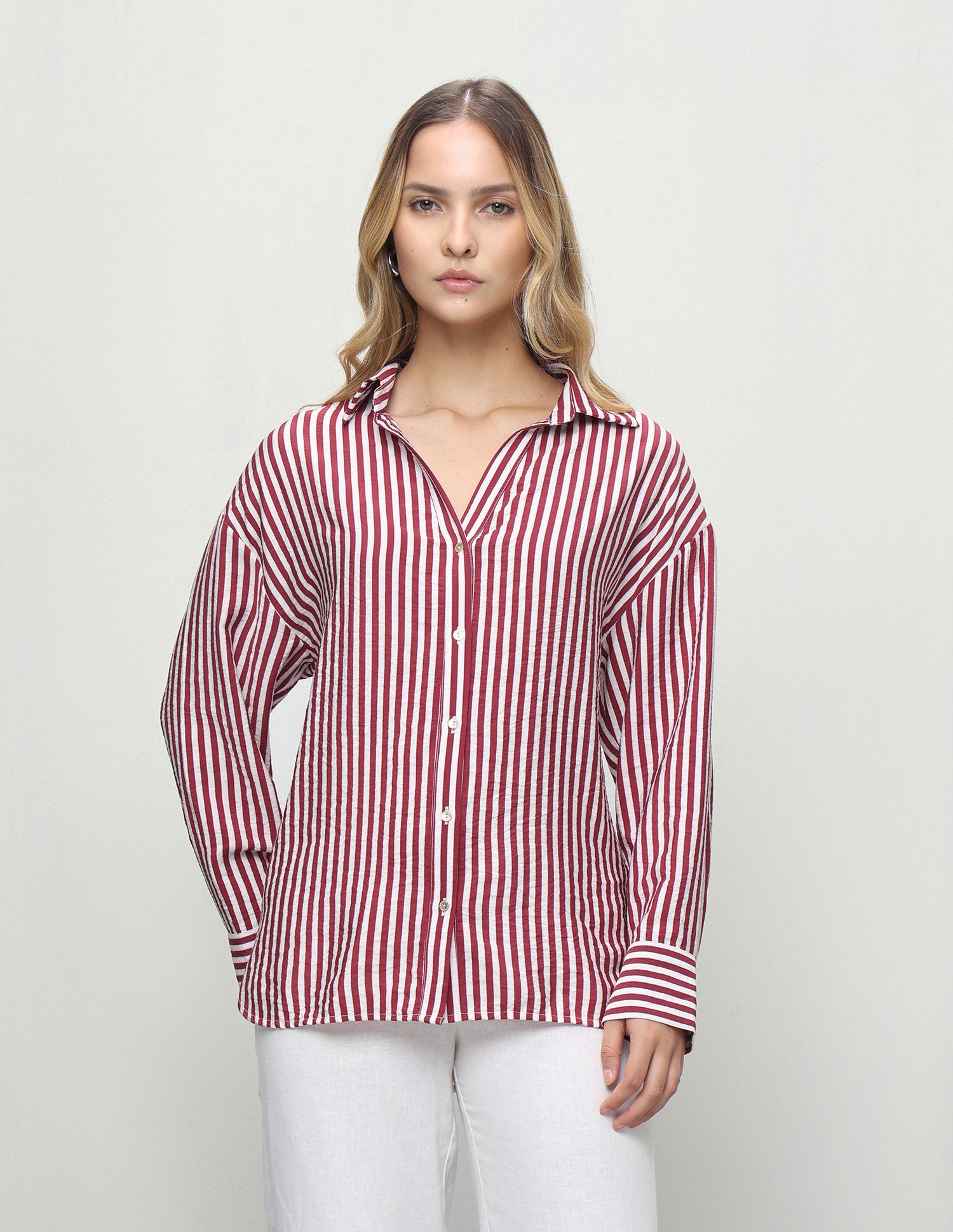 Vertical Striped Relaxed Fit Shirt Red - U.S. Polo Assn. India | Large