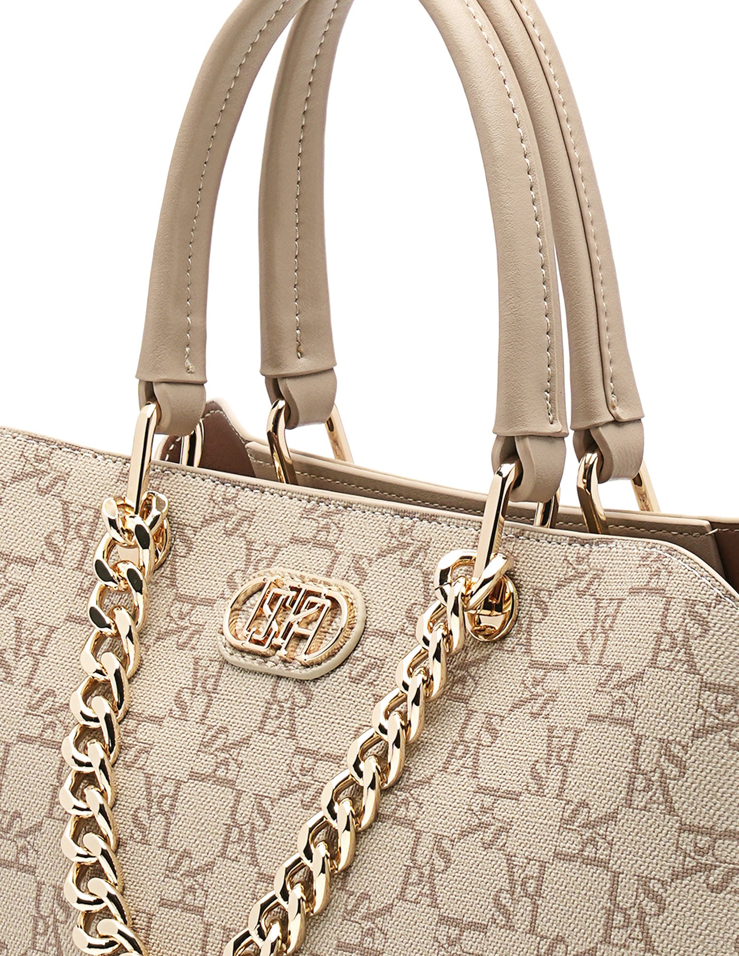 Zoe Monogram Satchel Bag Beige - U.S. POLO ASSN. | Large