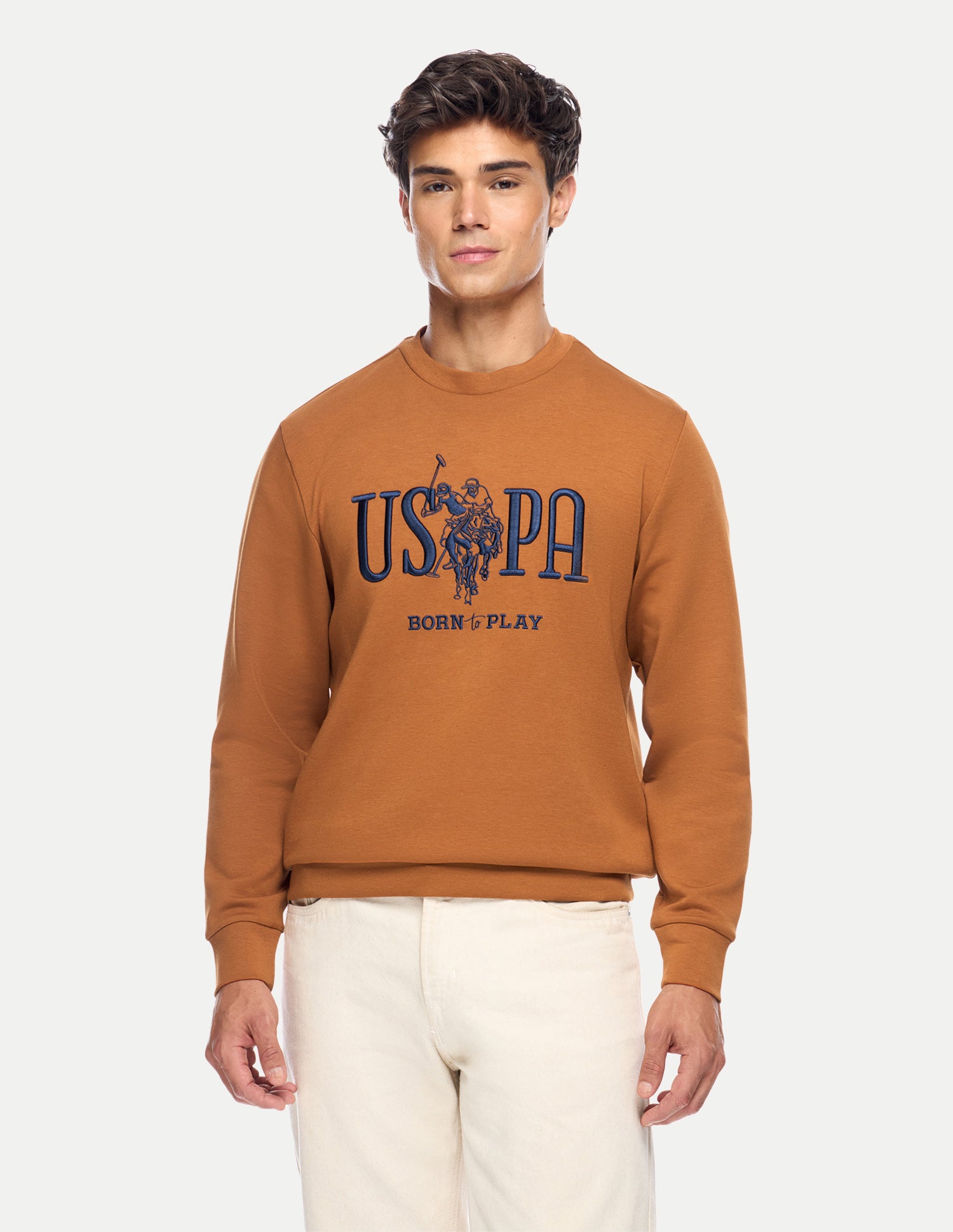 Brand Embroidered Slim Fit Sweatshirt Orange - U.S. Polo Assn. India | Large