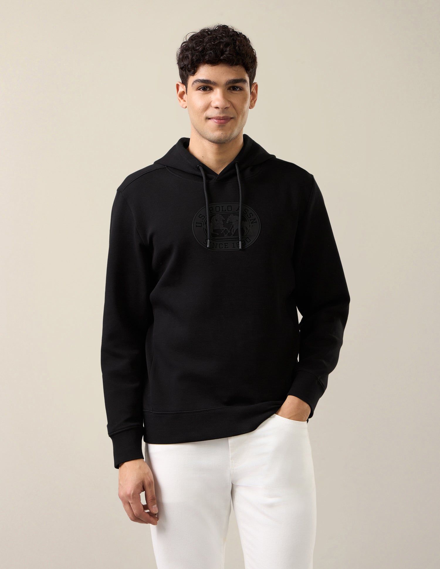 Brand Embossed Regular Fit Sweatshirt Black - U.S. Polo Assn. India | Large
