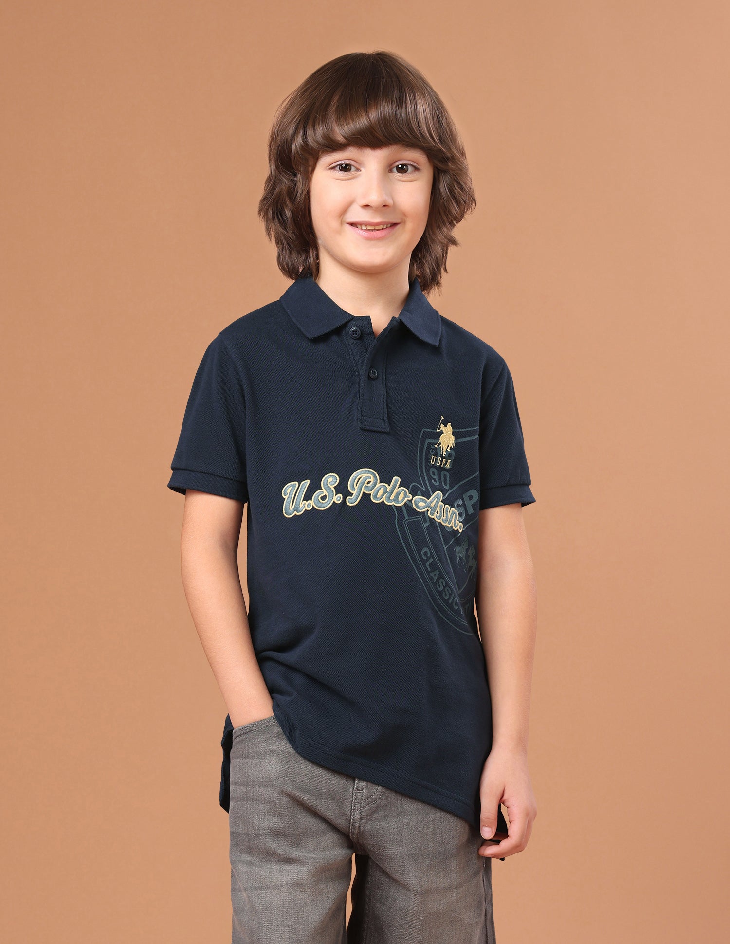 Graphic Brand Embroidered Regular Fit Polo Shirt Navy - U.S. Polo Assn. India | Large