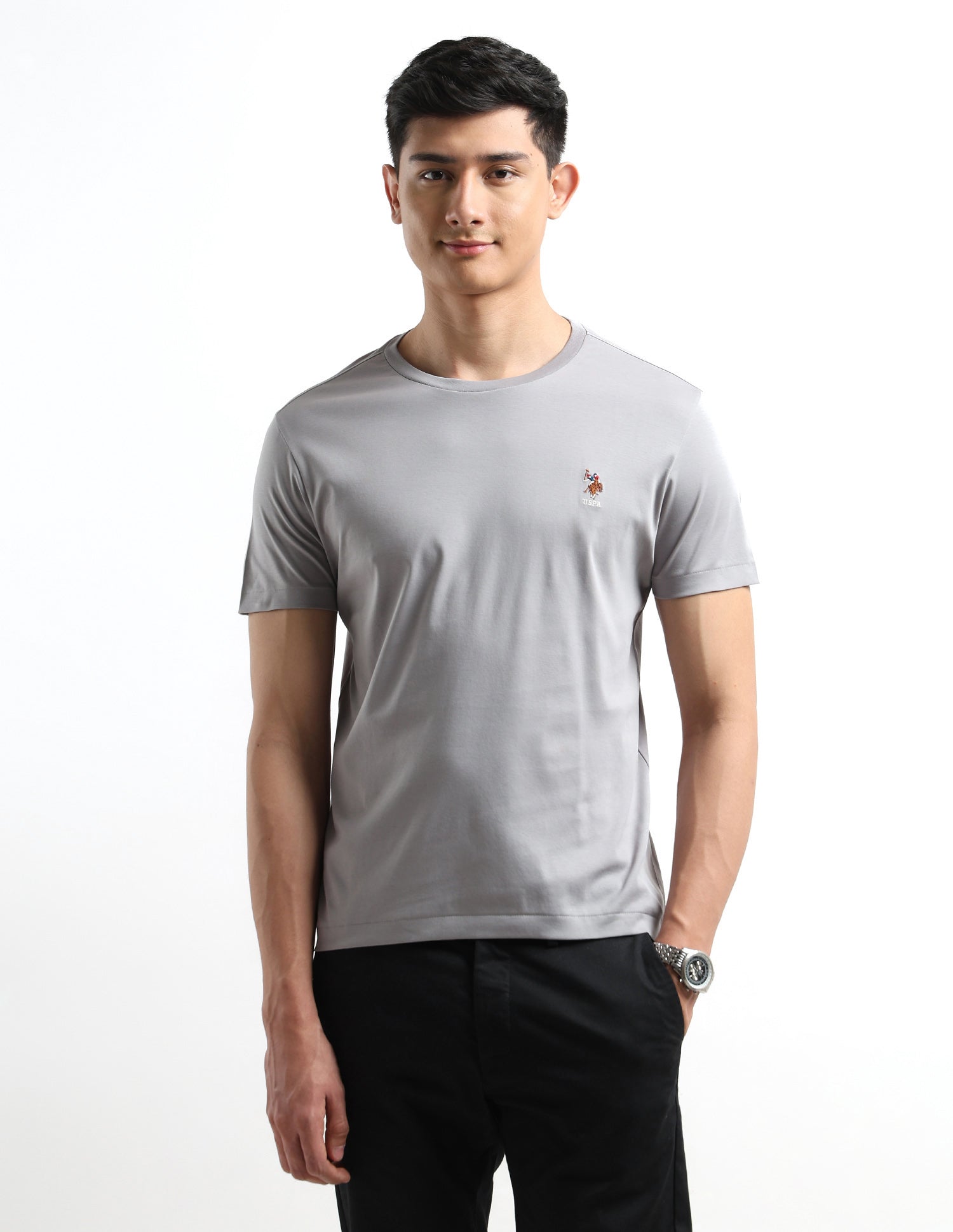 Regular Fit Solid T-shirt Light Grey - U.S. POLO ASSN. | Large
