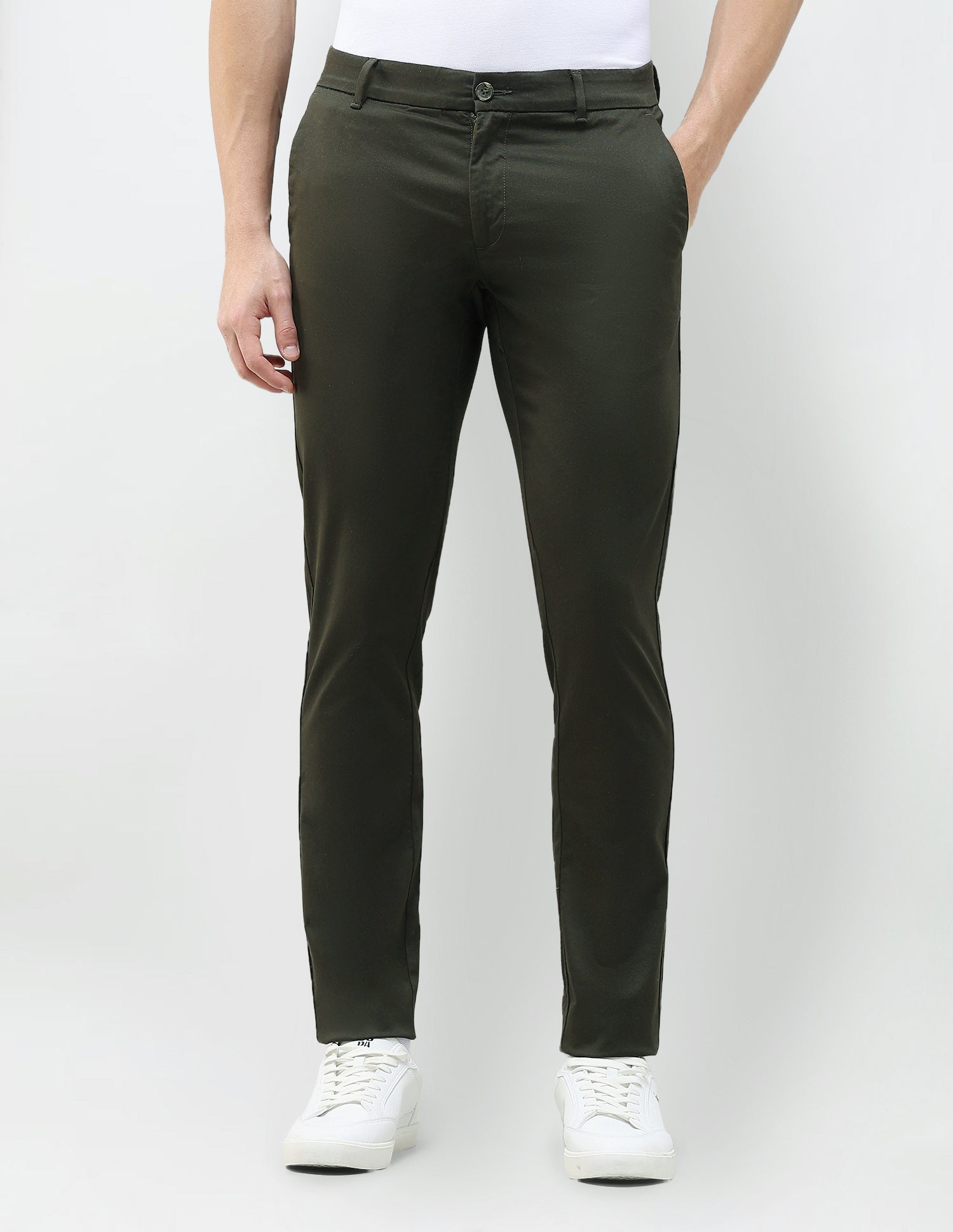 Austin Slim Fit Dobby Trousers Dark Olive - U.S. Polo Assn. India | Large