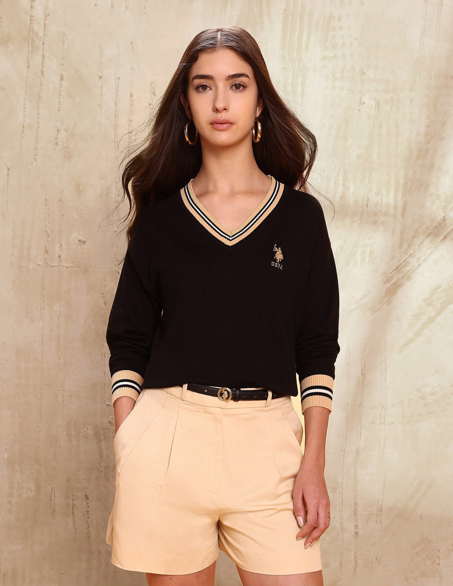 Relaxed Fit Solid Sweater Black - U.S. POLO ASSN. | Large