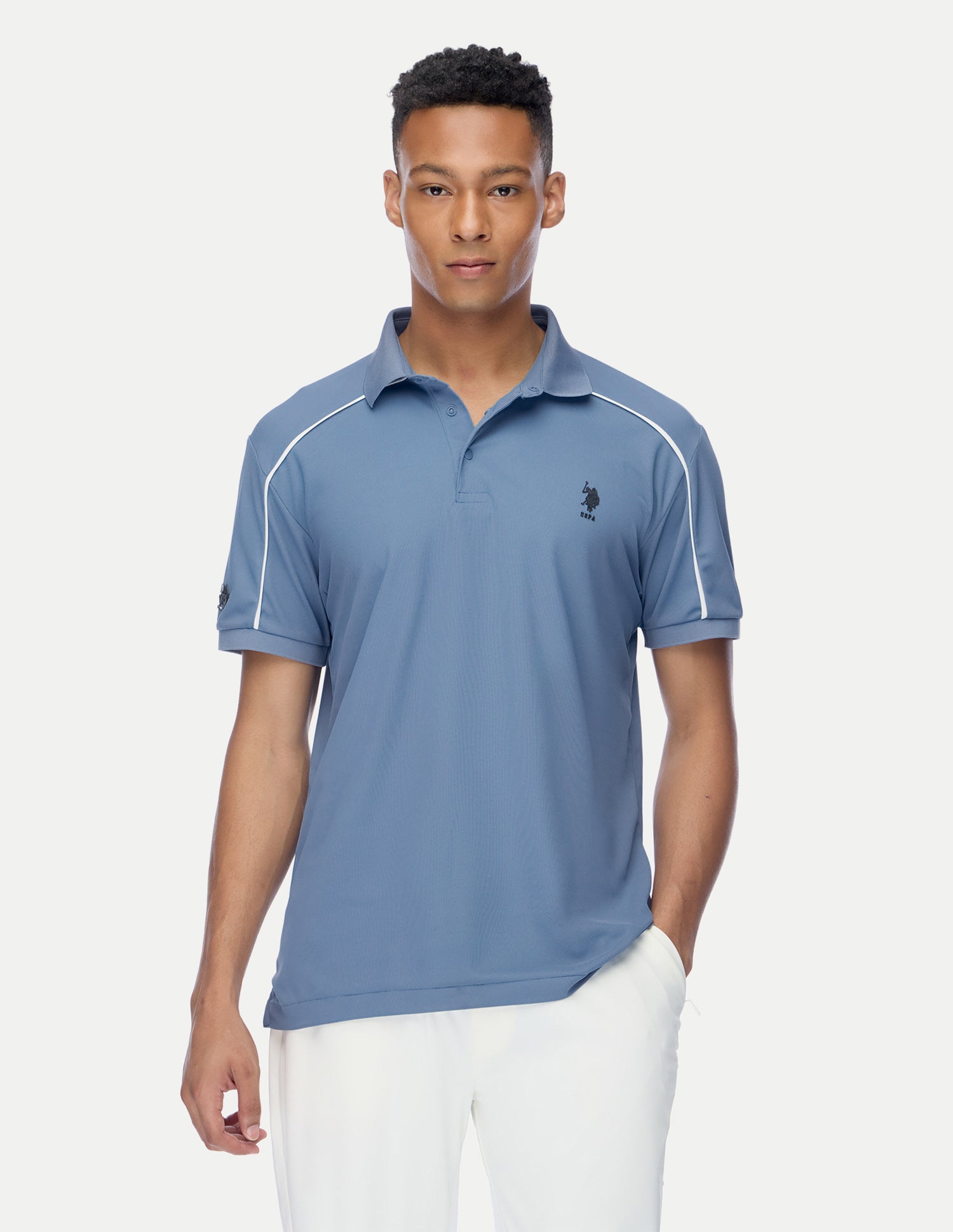 Solid Regular Fit Active Polo Shirt Blue - U.S. Polo Assn. India | Large
