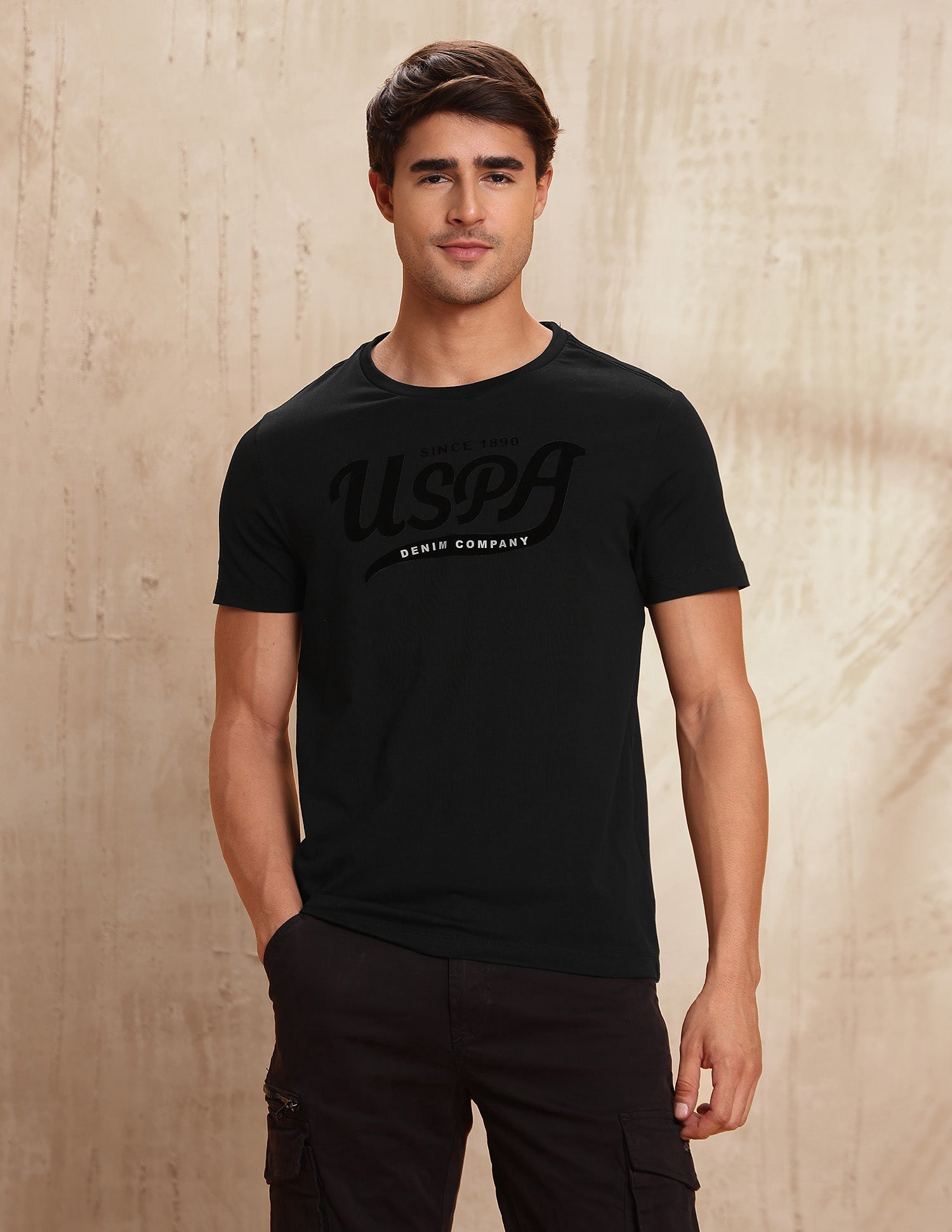 Brand Printed Regular Fit T-Shirt Black - U.S. POLO ASSN. | Large