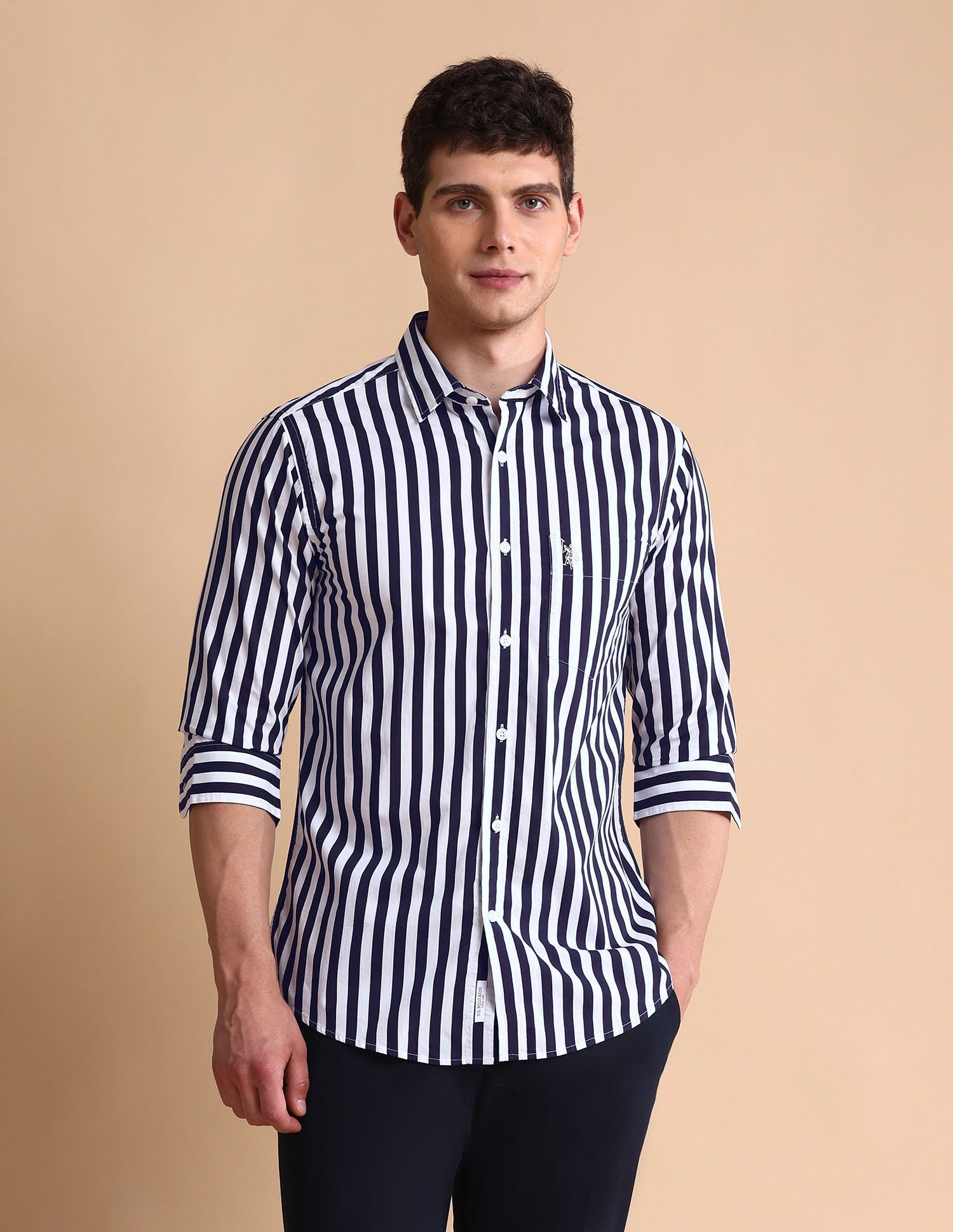 Vertical Striped Tailored Fit Shirt Navy - U.S. POLO ASSN. | Large