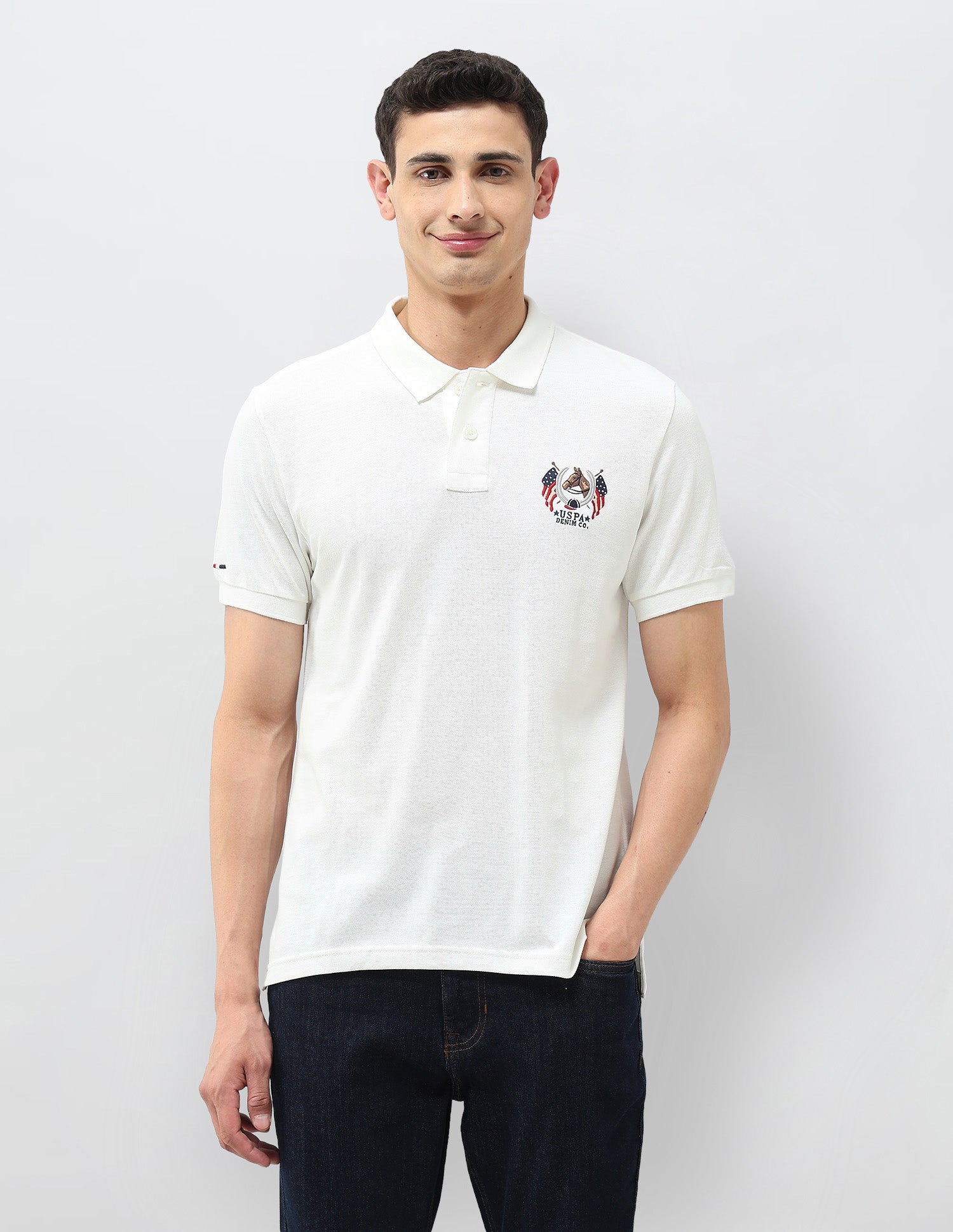 Solid Muscle Fit Polo Shirt Ivory - U.S. POLO ASSN. | Large
