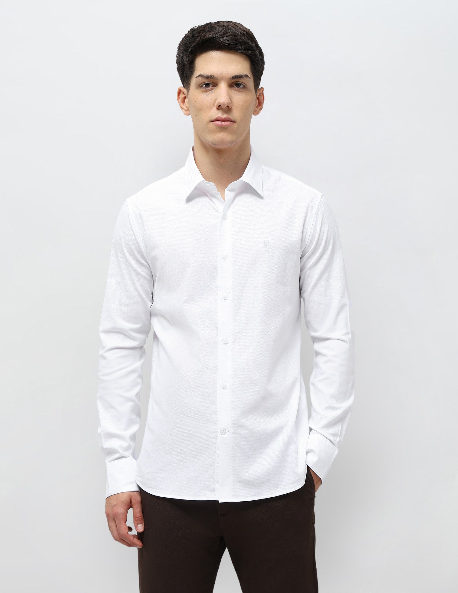 Textured Tailored Fit Shirt White - U.S. POLO ASSN. | Large