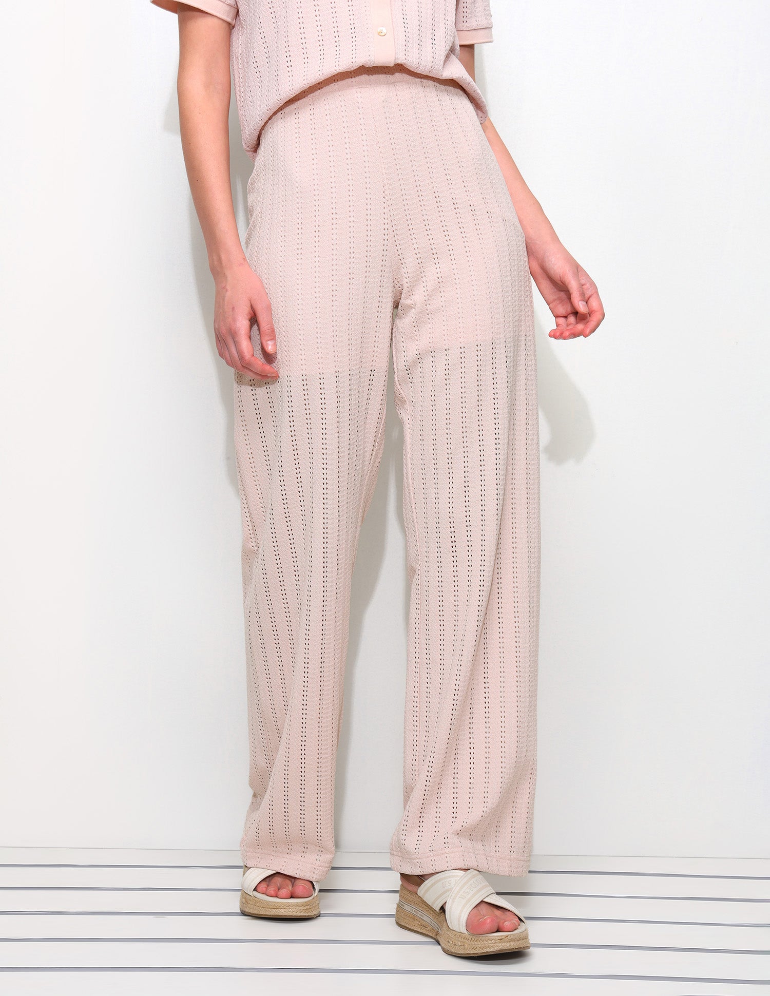 Textured Straight Fit Pants Pink - U.S. Polo Assn. India | Large
