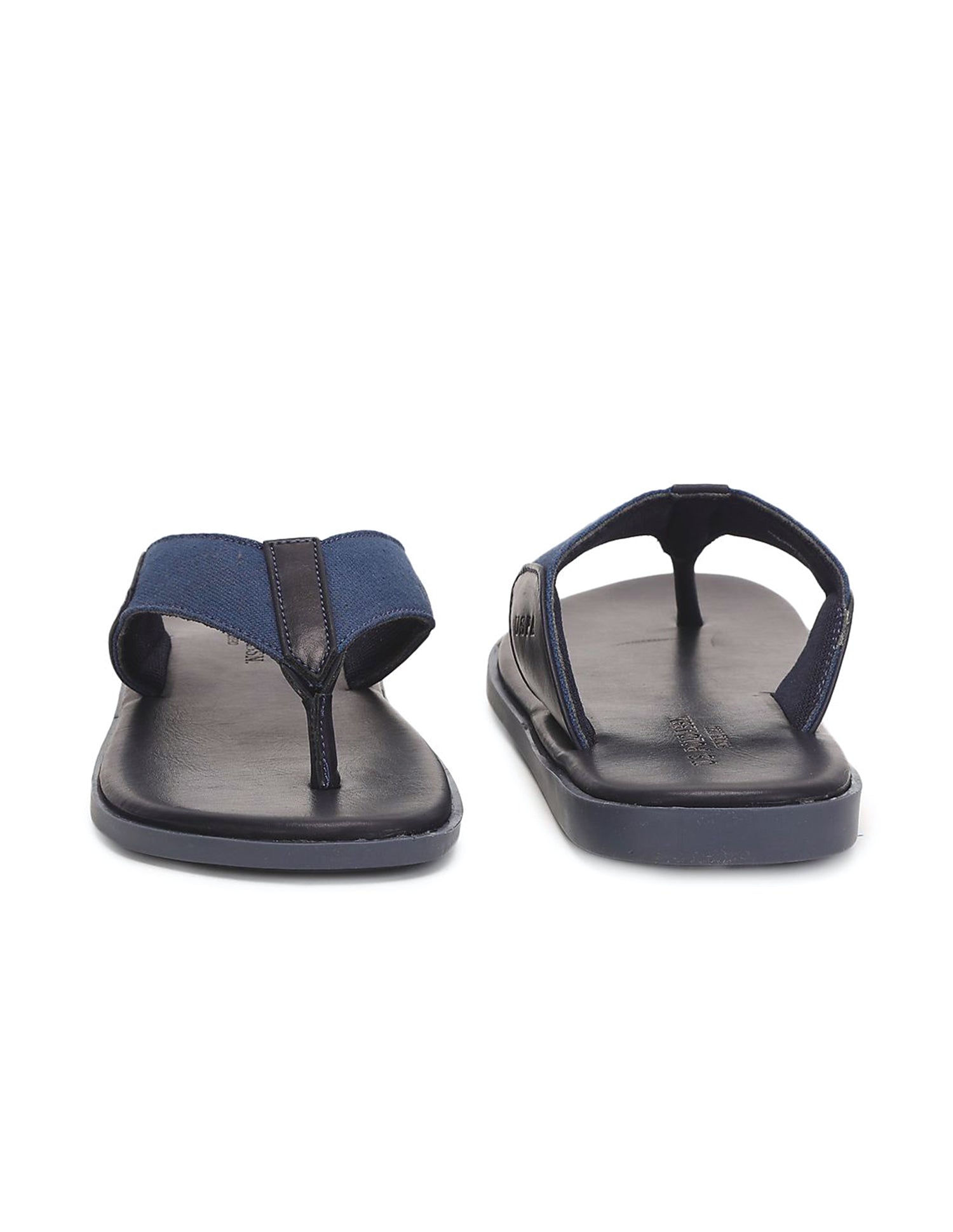 Men Panelled V-Strap Barrio Sandals Navy and Black - U.S. Polo Assn. India | Large