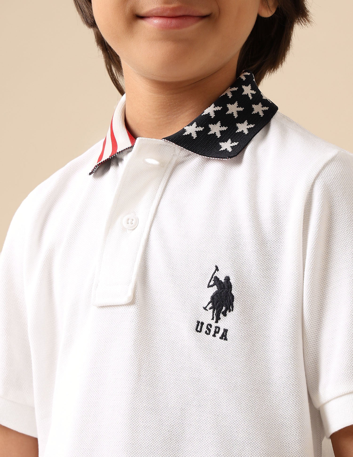 Boys Solid Pure Cotton Polo Shirt White - U.S. POLO ASSN. | Large