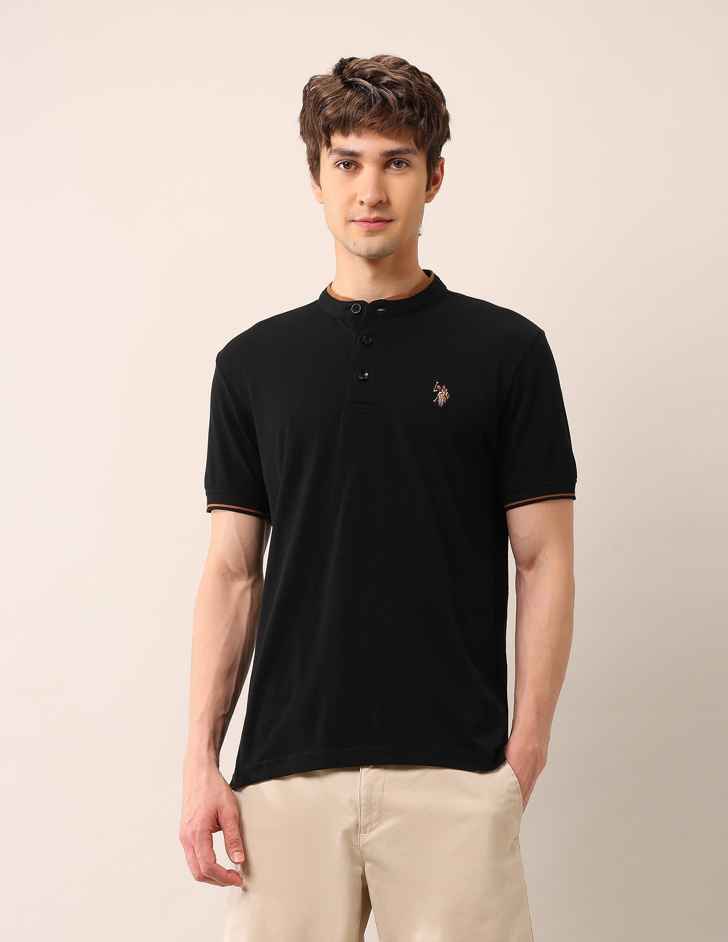 Muscle Fit Pure Cotton Polo Shirt Black - U.S. Polo Assn. India | Large