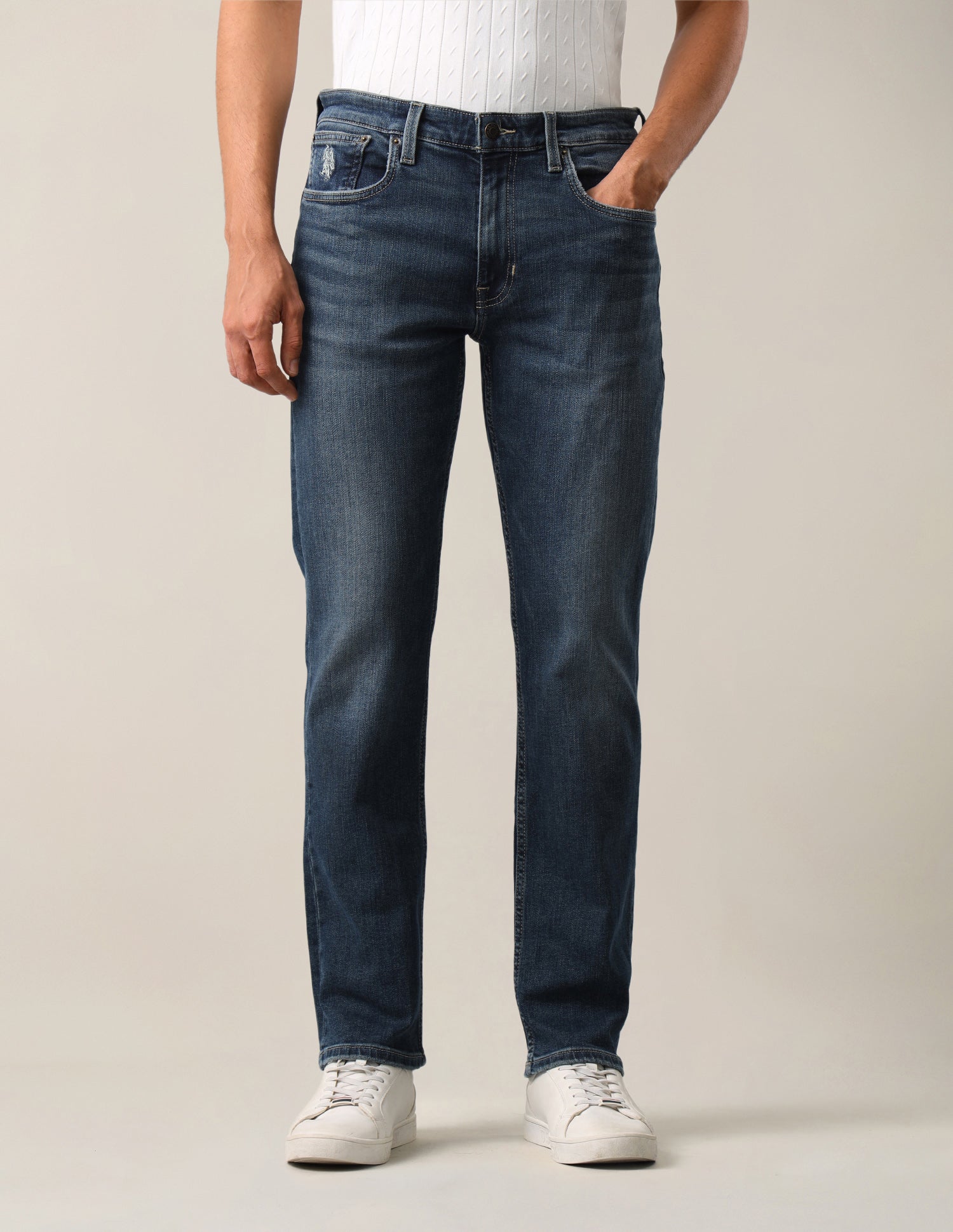 Harold Slim Straight Fit Blue Jeans Dark Blue - U.S. Polo Assn. India | Large