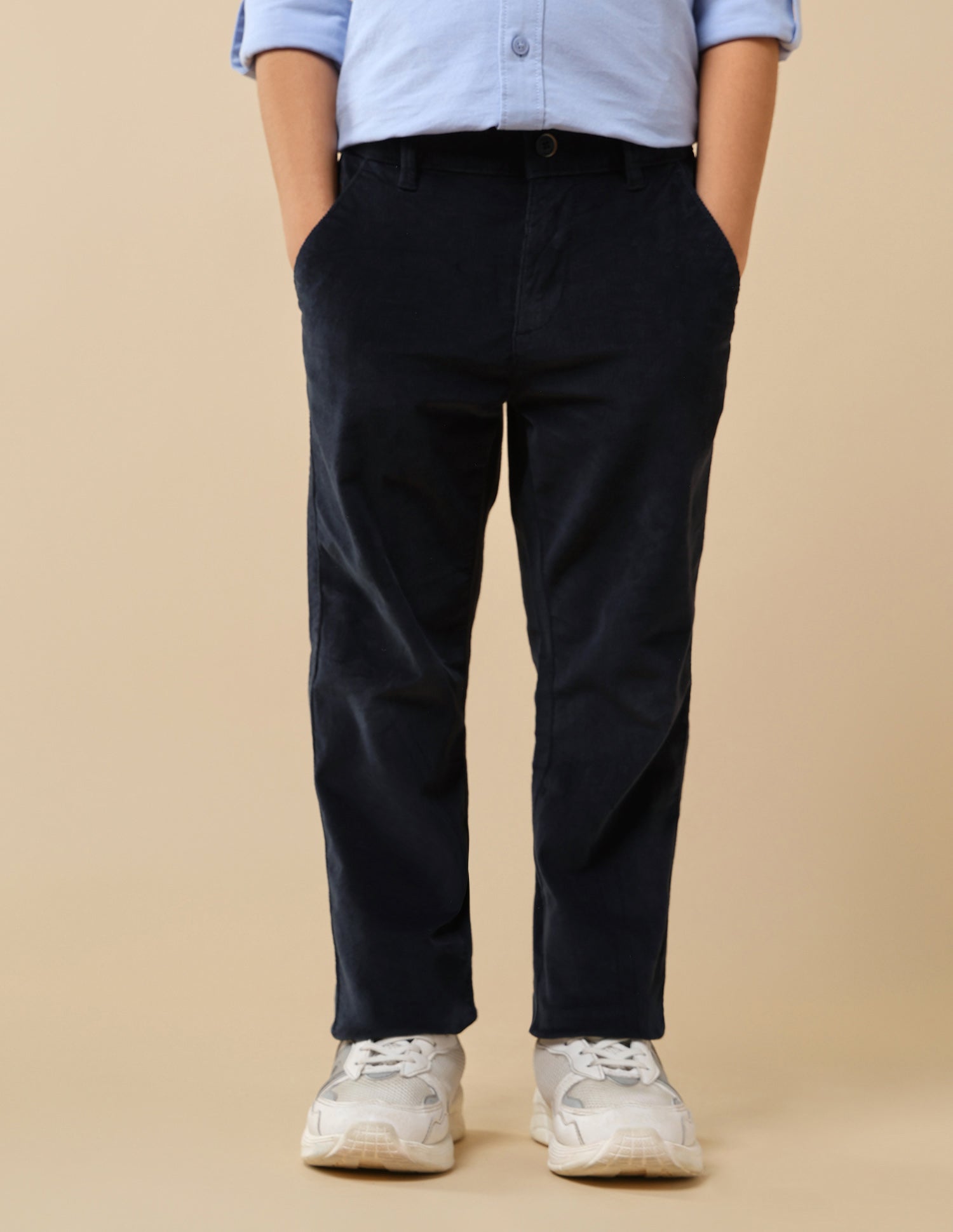 Boys Solid Slim Fit Trousers Navy - U.S. POLO ASSN. | Large