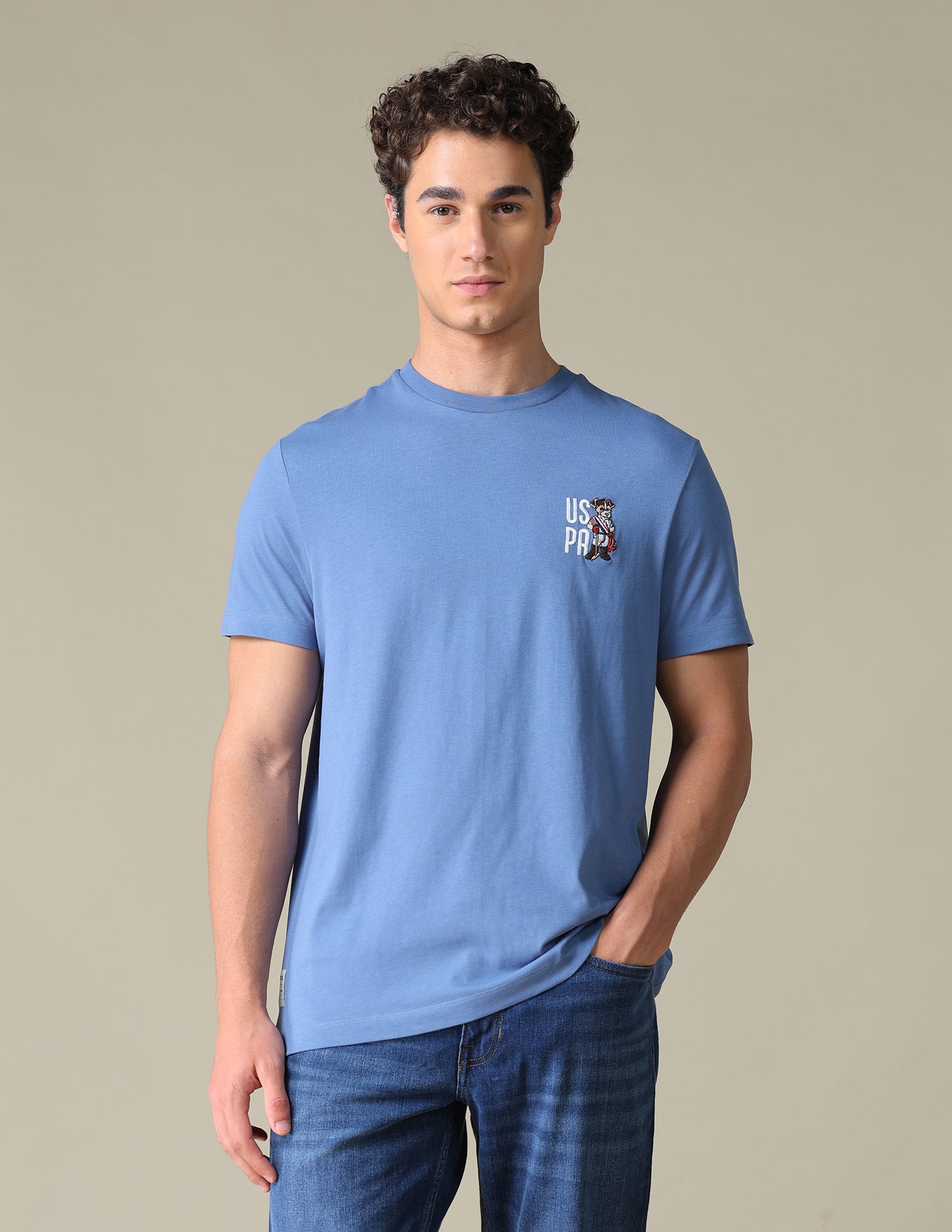 Graphic Brand Printed Slim Fit T-Shirt Blue - U.S. Polo Assn. India | Large