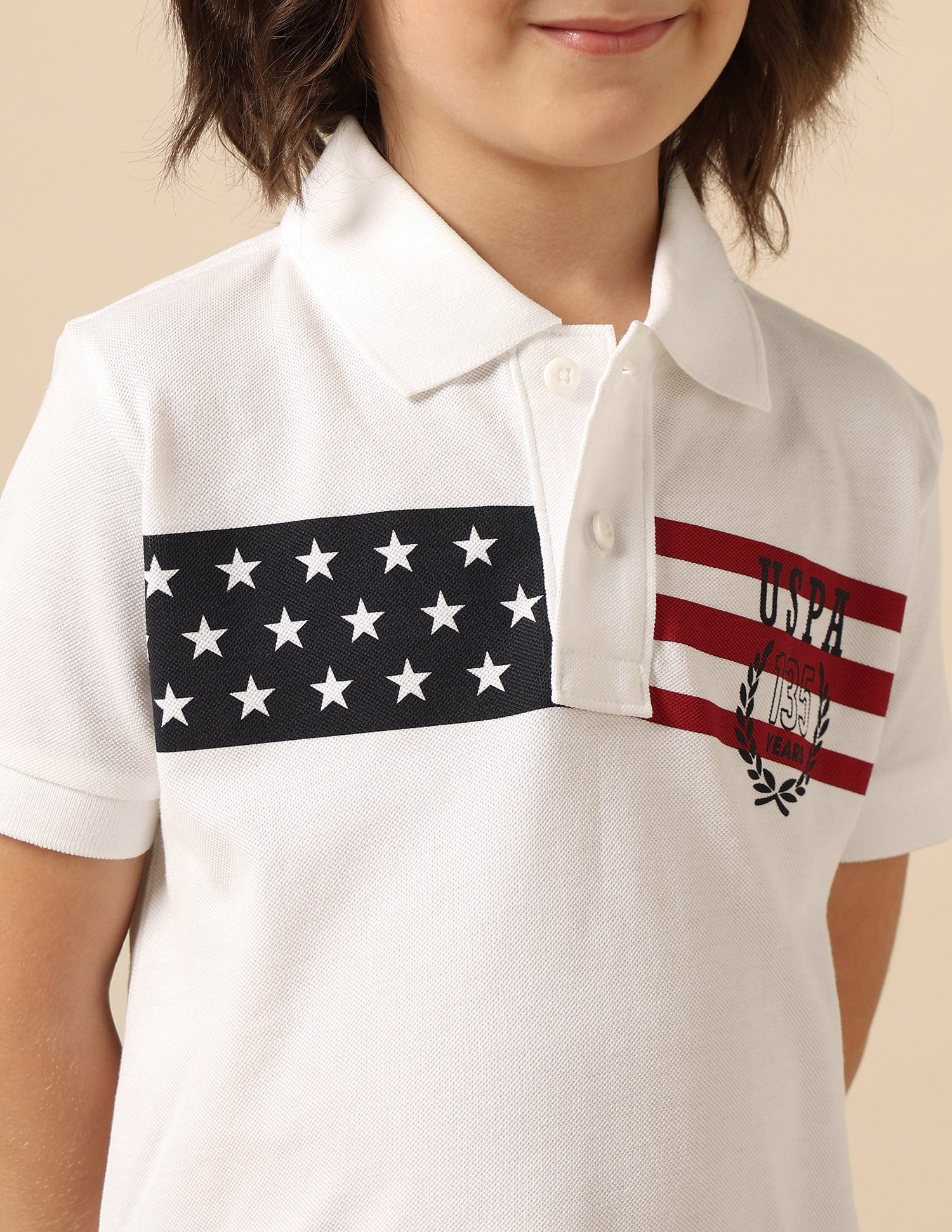 Boys Graphic Printed Regular Fit Polo Shirt White - U.S. POLO ASSN. | Large