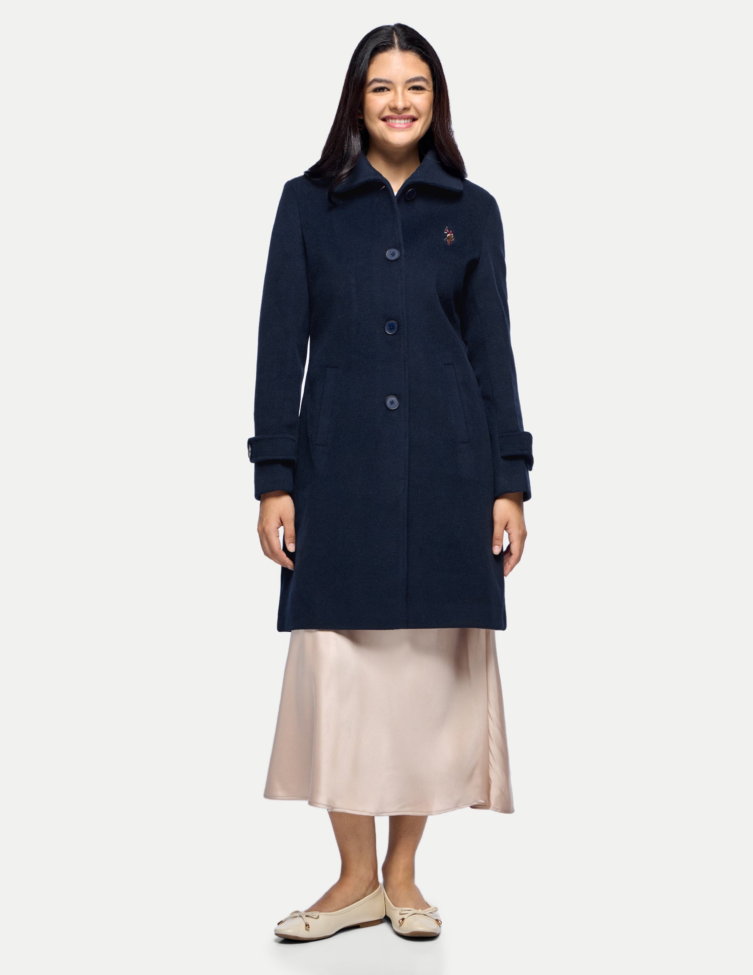 Longline Relaxed Fit Coat Jacket Navy - U.S. Polo Assn. India | Large