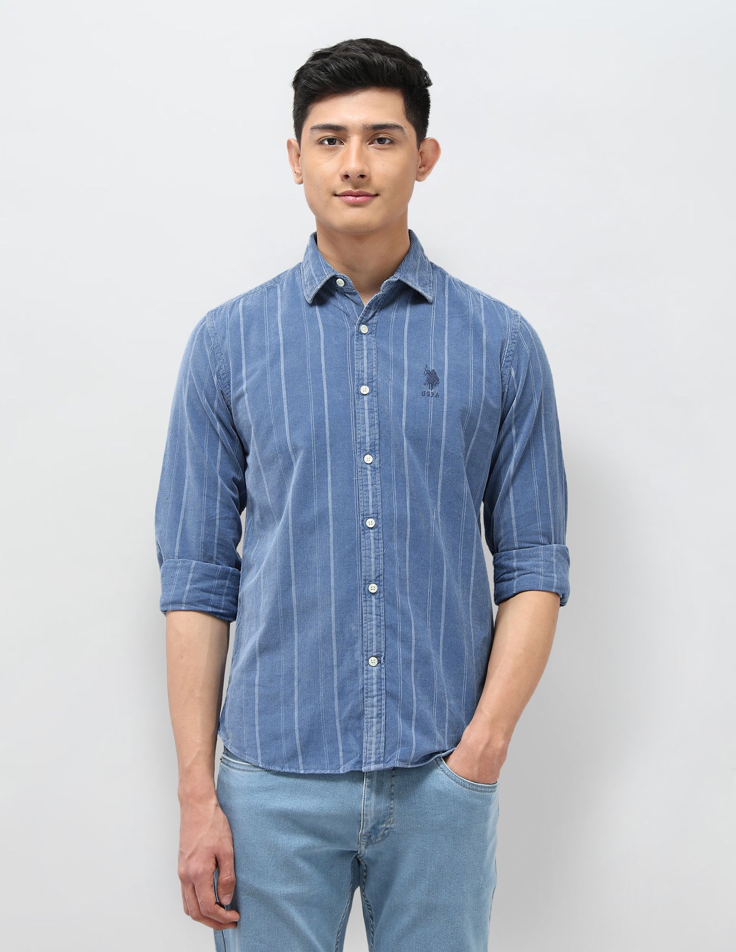 Pure Cotton Slim Fit Shirt Indigo - U.S. POLO ASSN. | Large